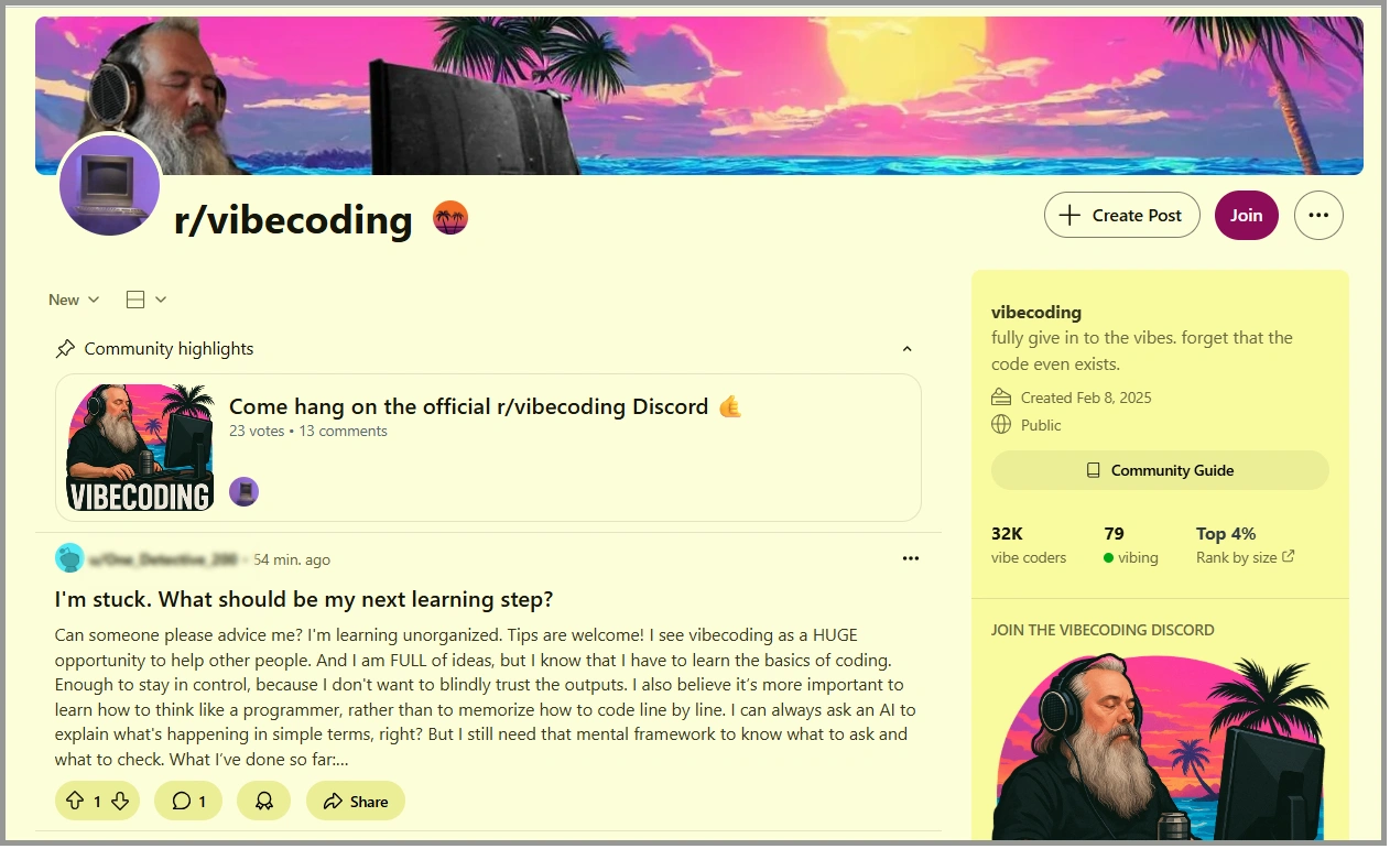 r/vibecoding is one of the best subreddits for b2b saas startups