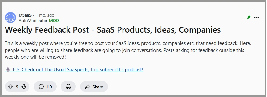 r/saas is one of the best subreddits for b2b saas startups that allows promotion weekly