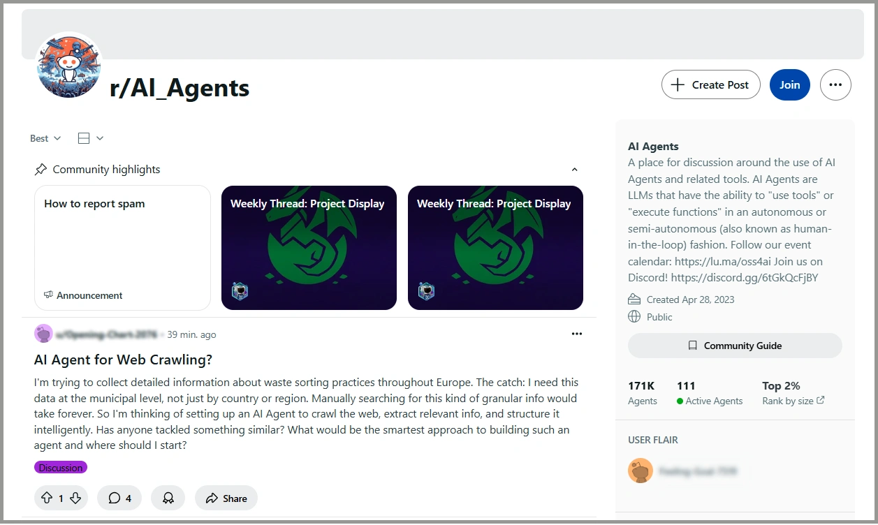 r/aiagents is one of the best subreddits for b2b saas startups