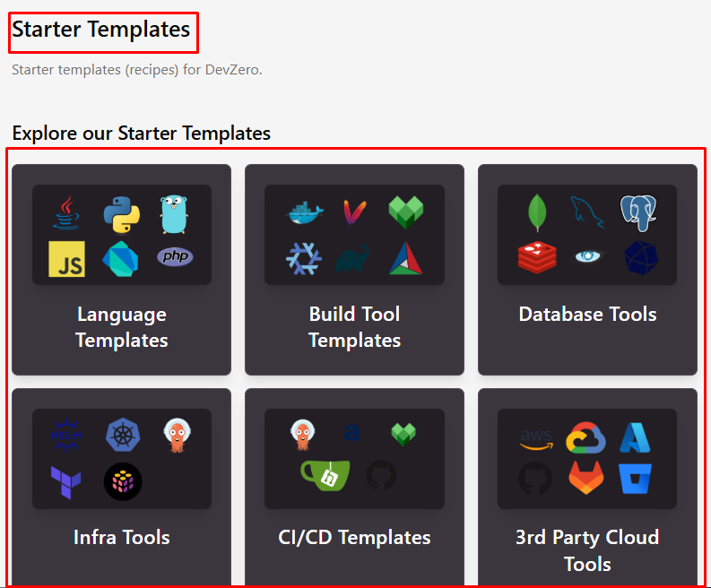 DevZero's starter templates by Infrasity