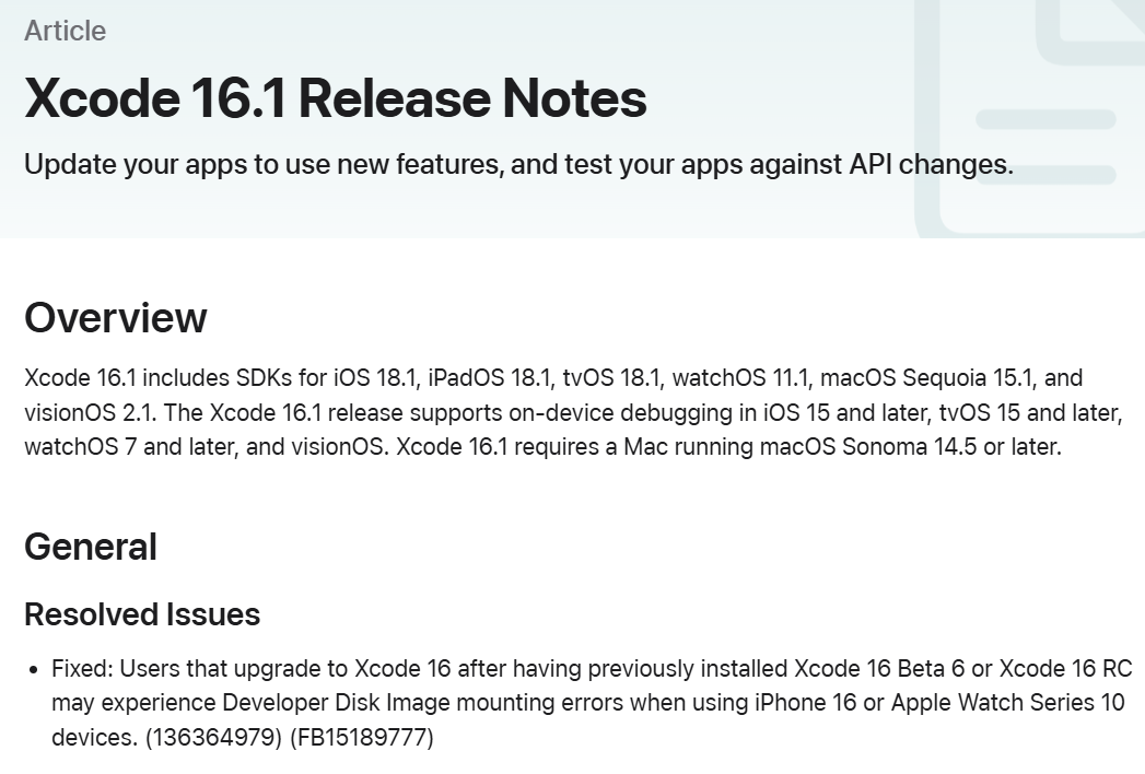 changelog vs release notes - apple release notes