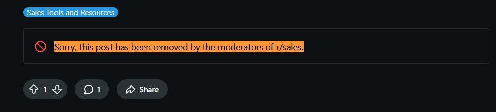 Reddit post removed due to not following the guidelines