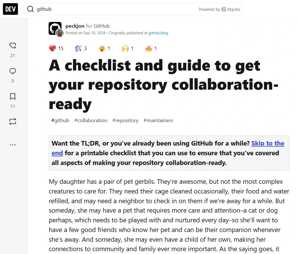 github using dev.to as a content distribution platform to drive traffic to their website