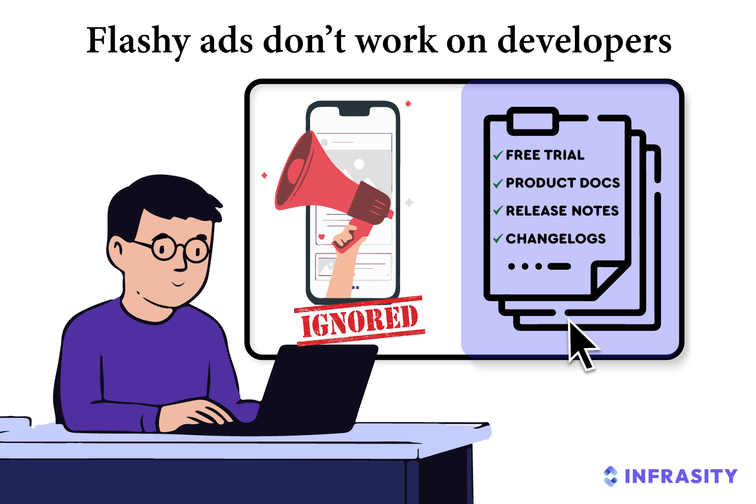 flashy marketing campaigns vs developer marketing
