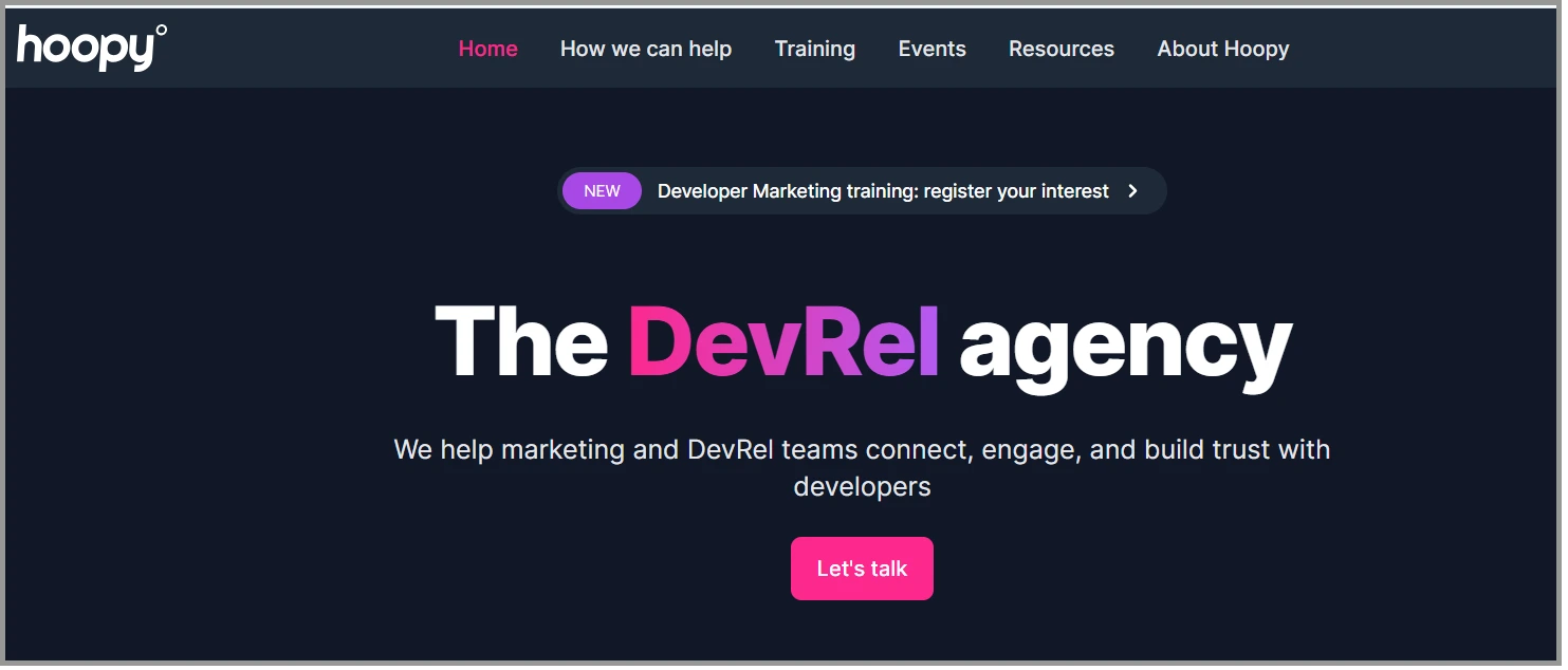 hoopy is a developer marketing agency