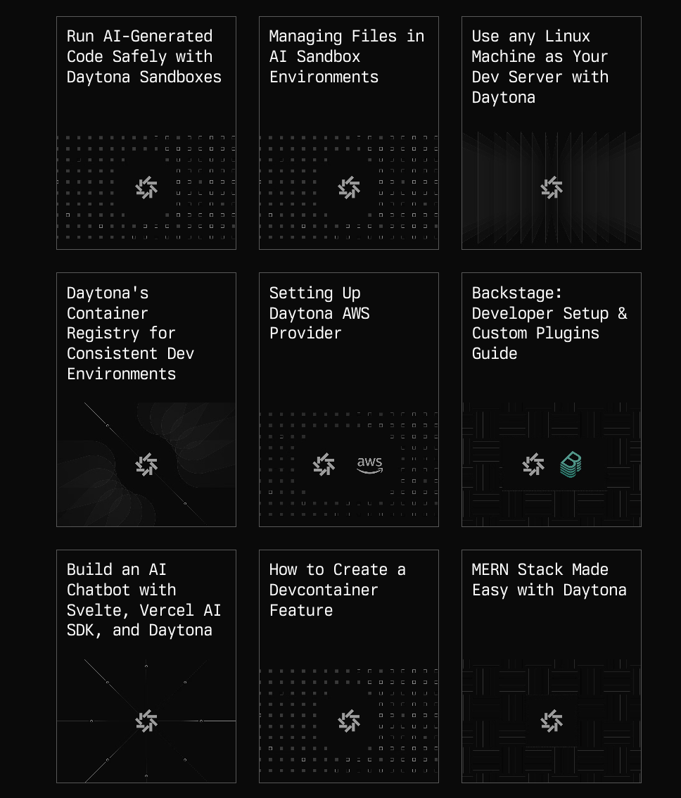 Infrasity's use cases, developed for Daytona