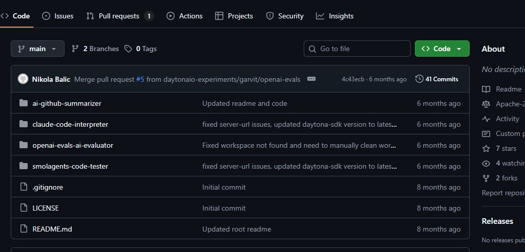 Snapshot of Infrasity's SDK examples on GitHub