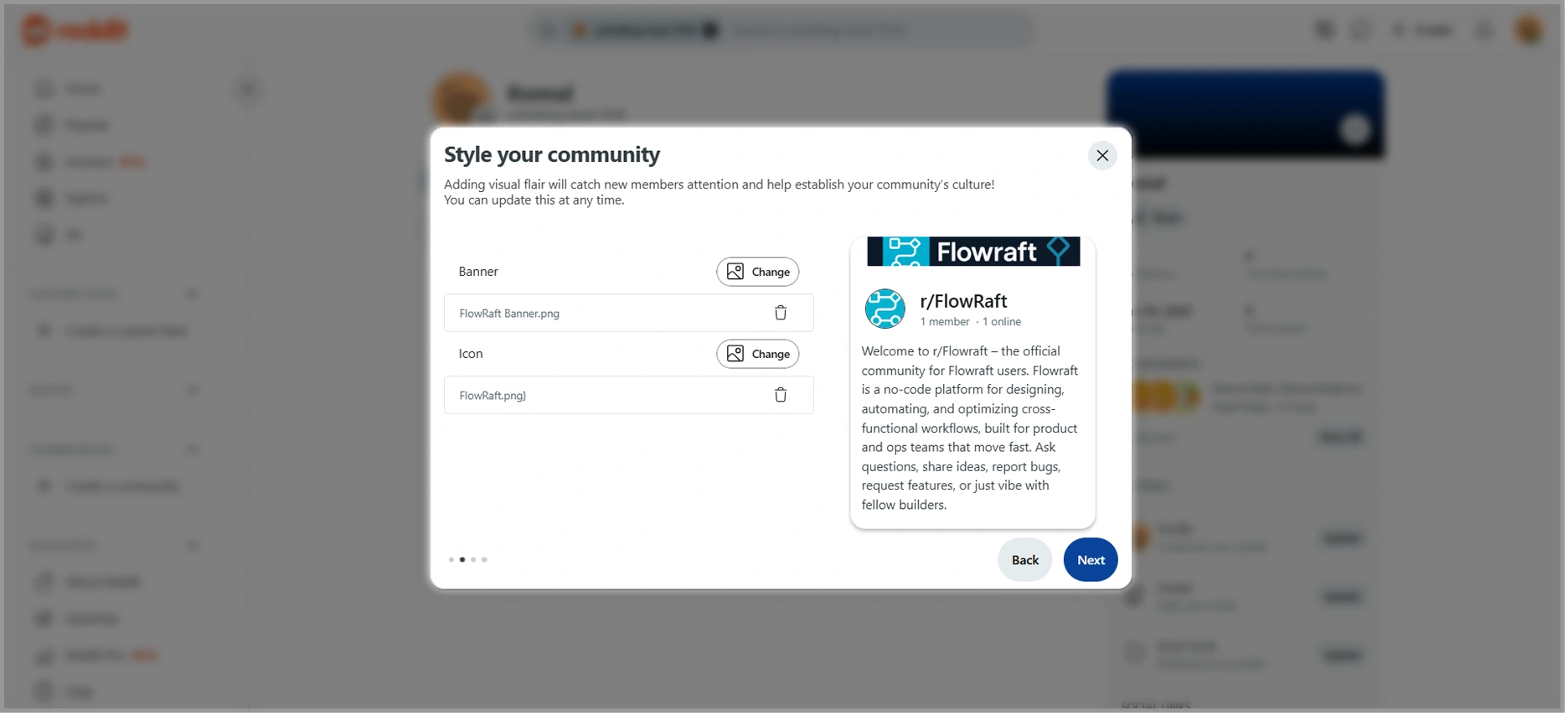 how to create a reddit account - upload the icon and banner image