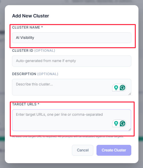 Add New Cluster