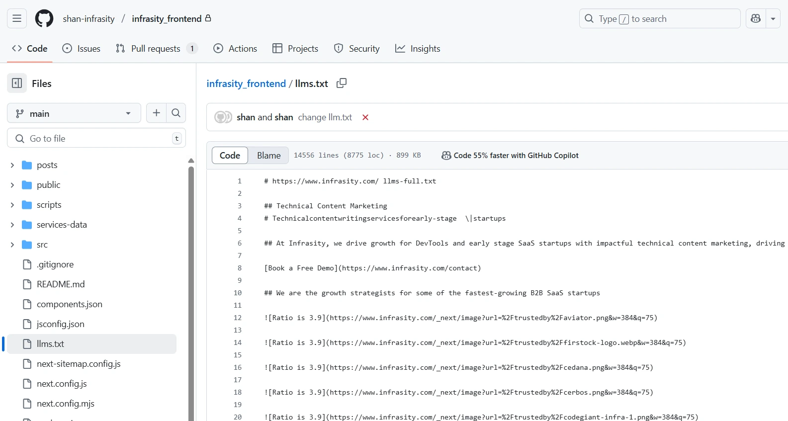 paste the LLMs.txt in your new file.