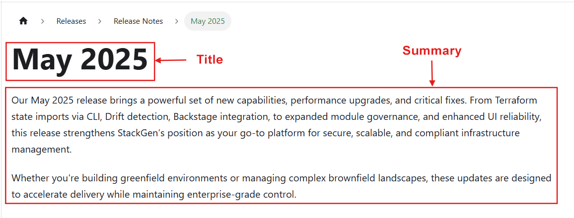 product release notes title