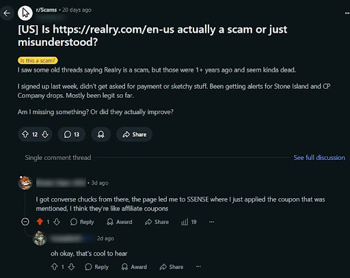 Screenshot of a post tagged as "Is this a scam" on Reddit