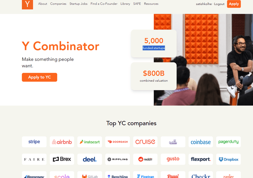 Y Combinator Screenshot