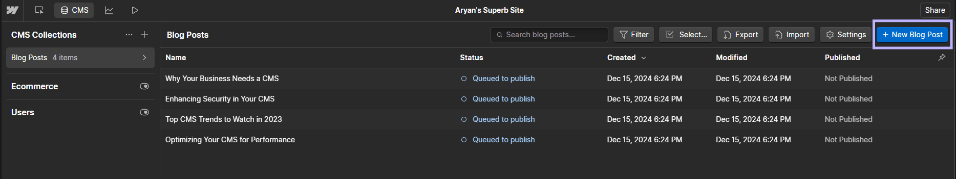 Blog CMS Collection