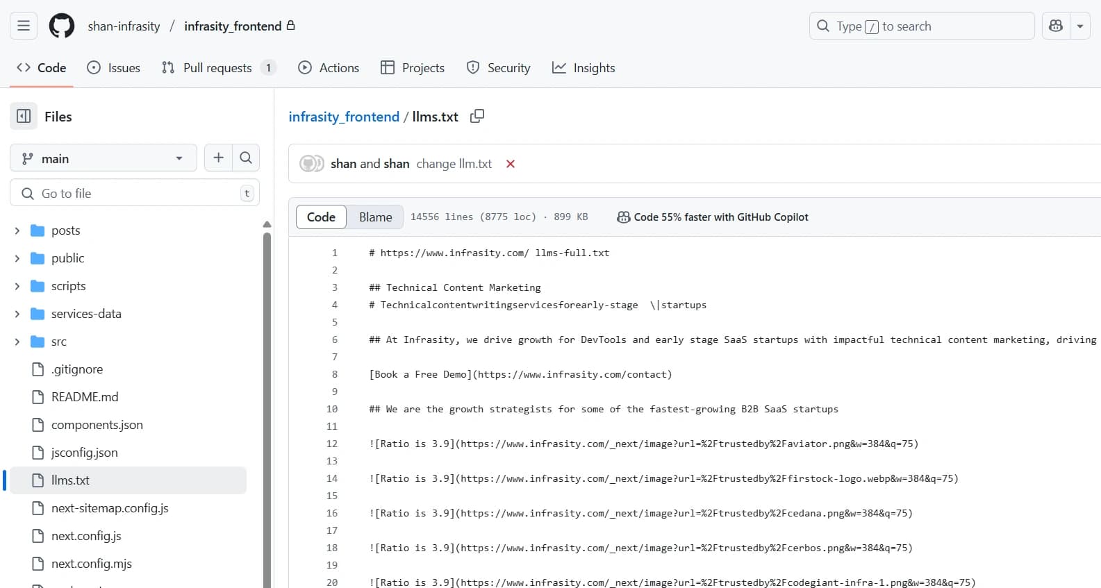paste the LLMs.txt in your new file.