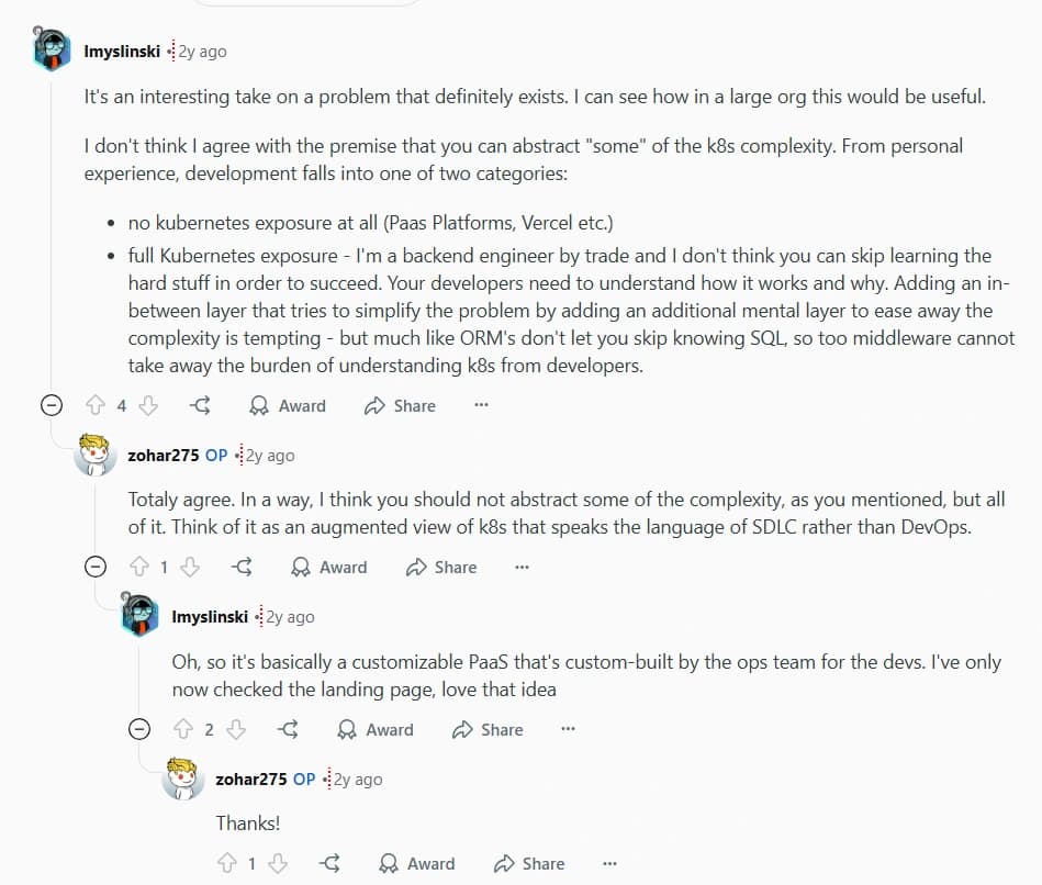 getport ceo responding to developers on reddit thread as a part of his reddit marketing strategy