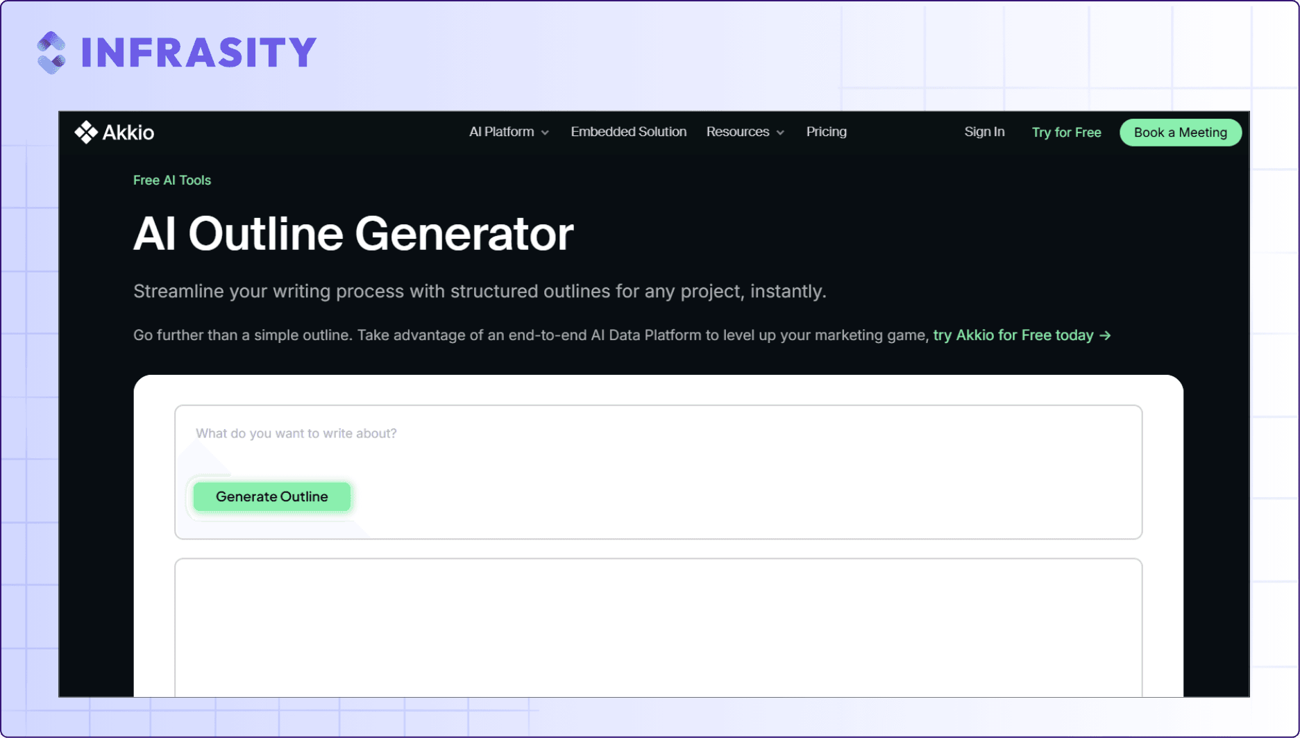 akkio free outline generator