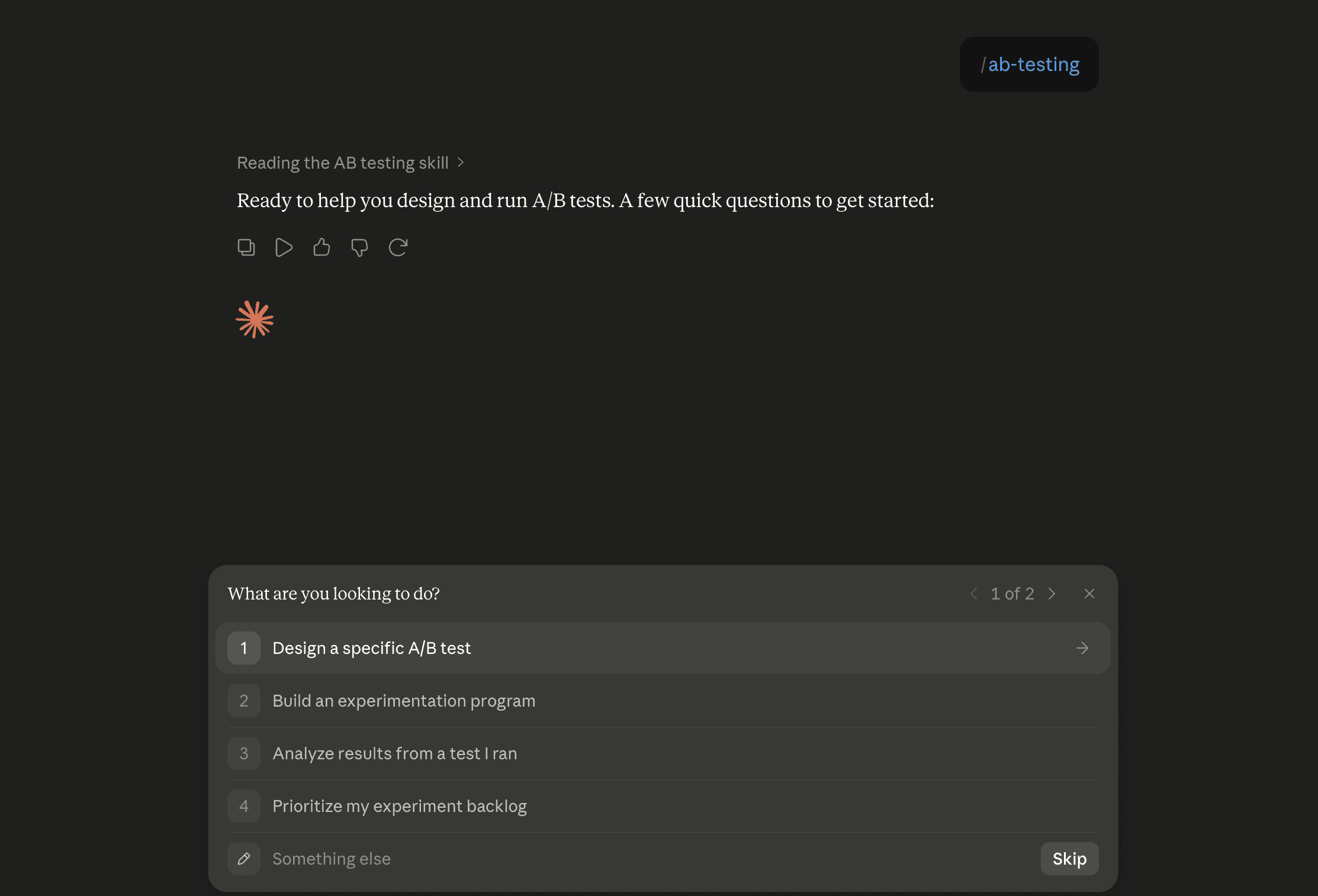 Step 6: Run the ab-testing skill in Claude