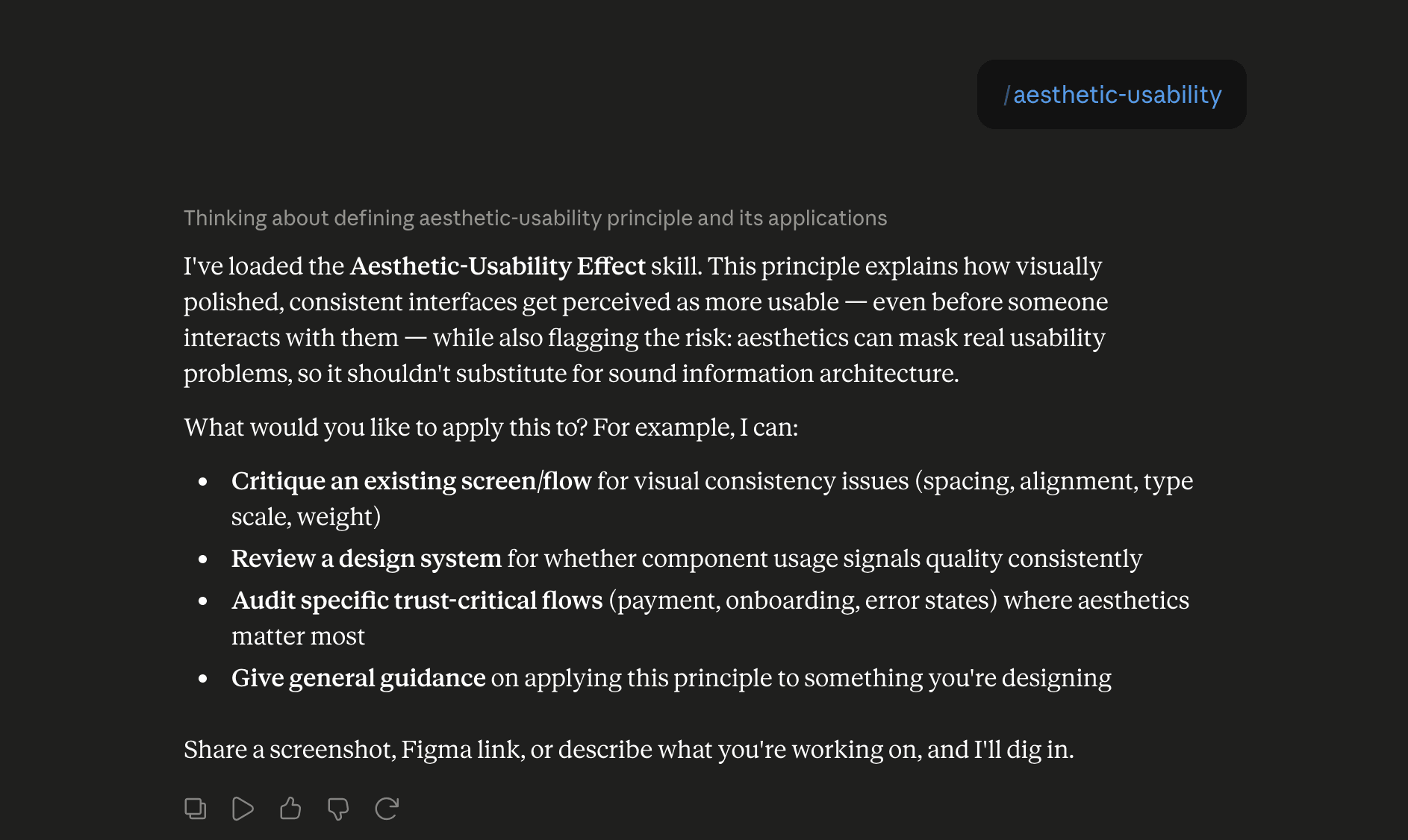 Step 6: Run the aesthetic-usability skill in Claude