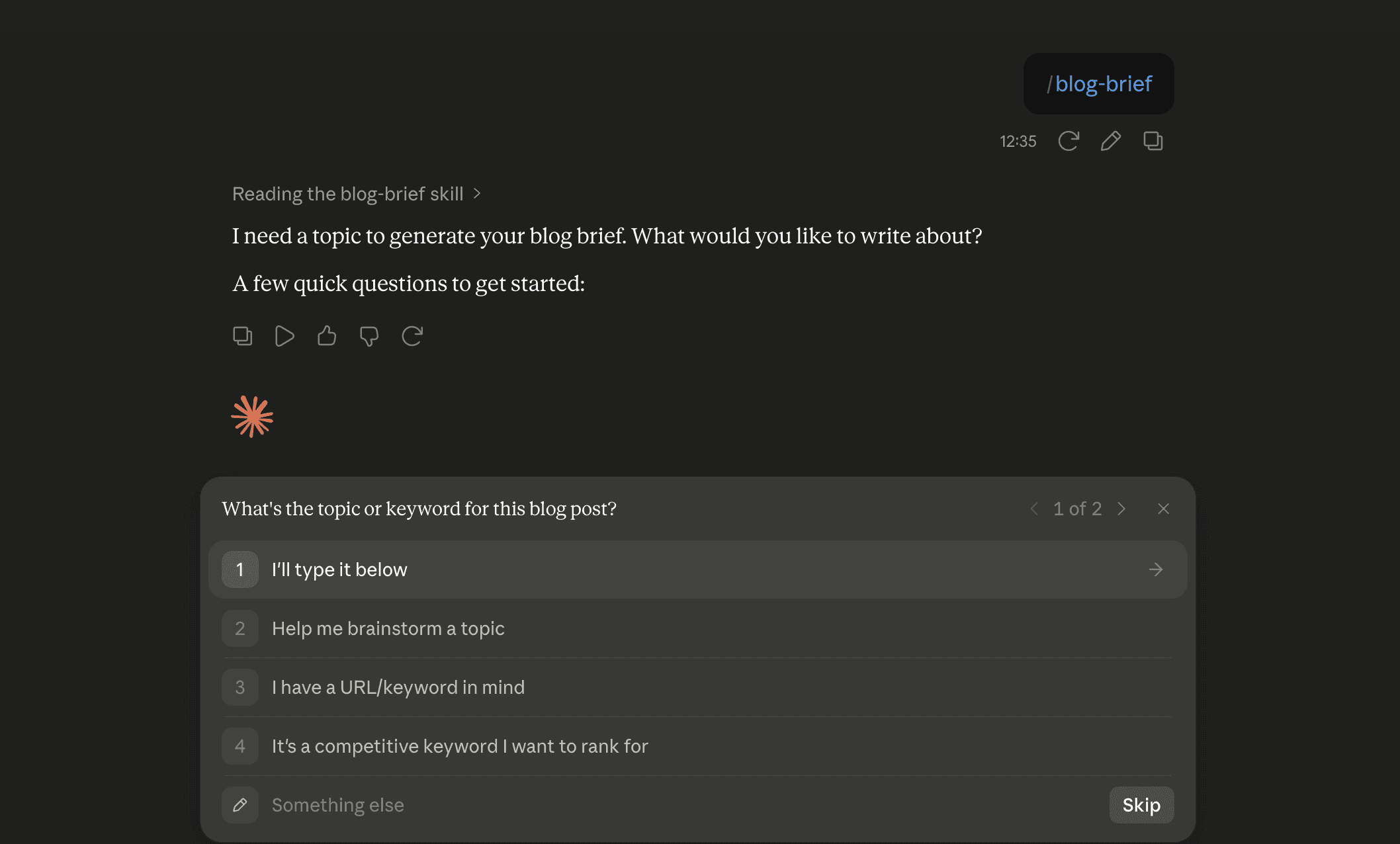 Step 6: Run the blog-brief skill in Claude