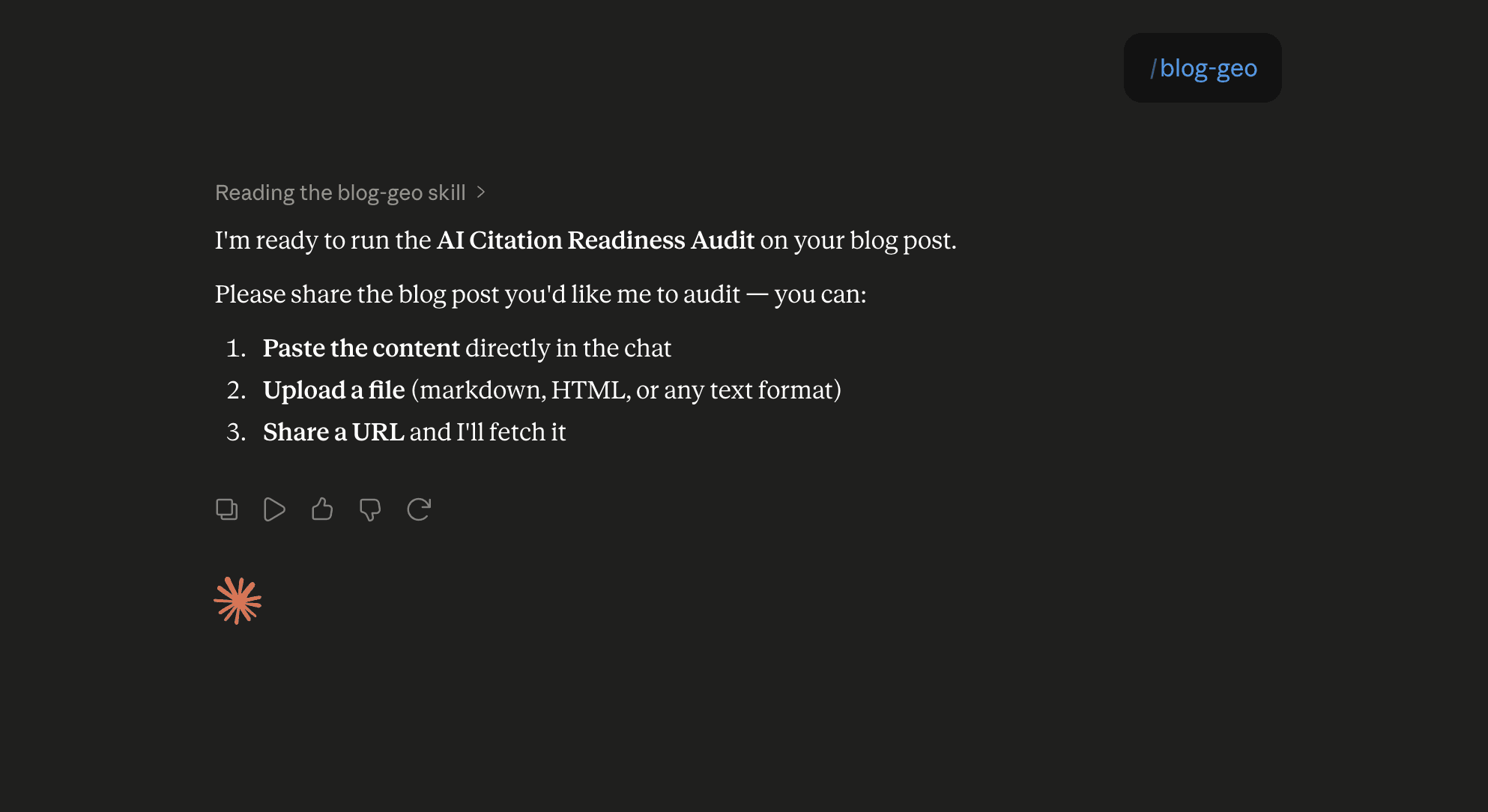 Step 6: Run the blog-geo skill in Claude
