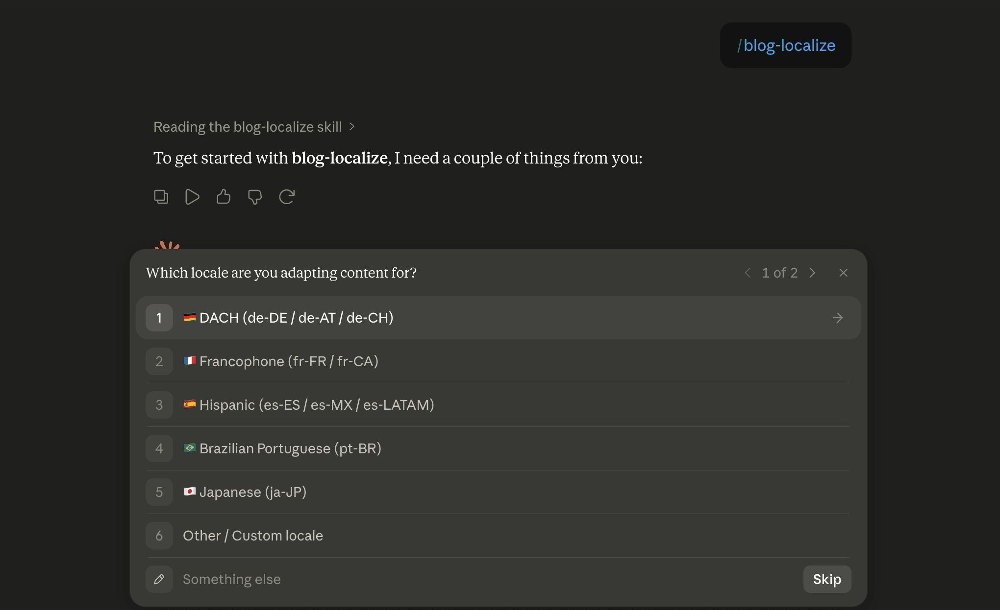 Step 6: Run the blog-localize skill in Claude