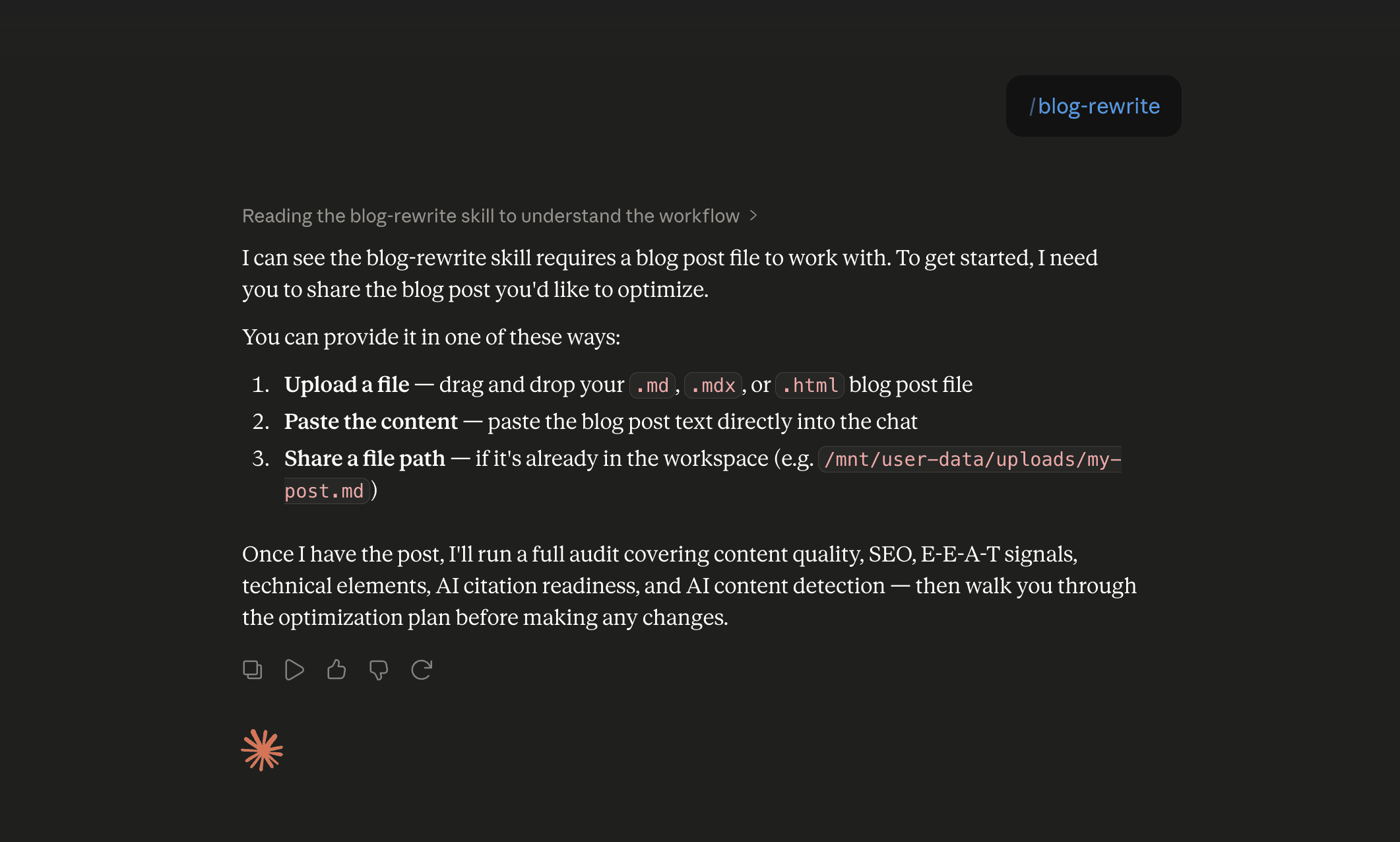 Step 6: Run the blog-rewrite skill in Claude