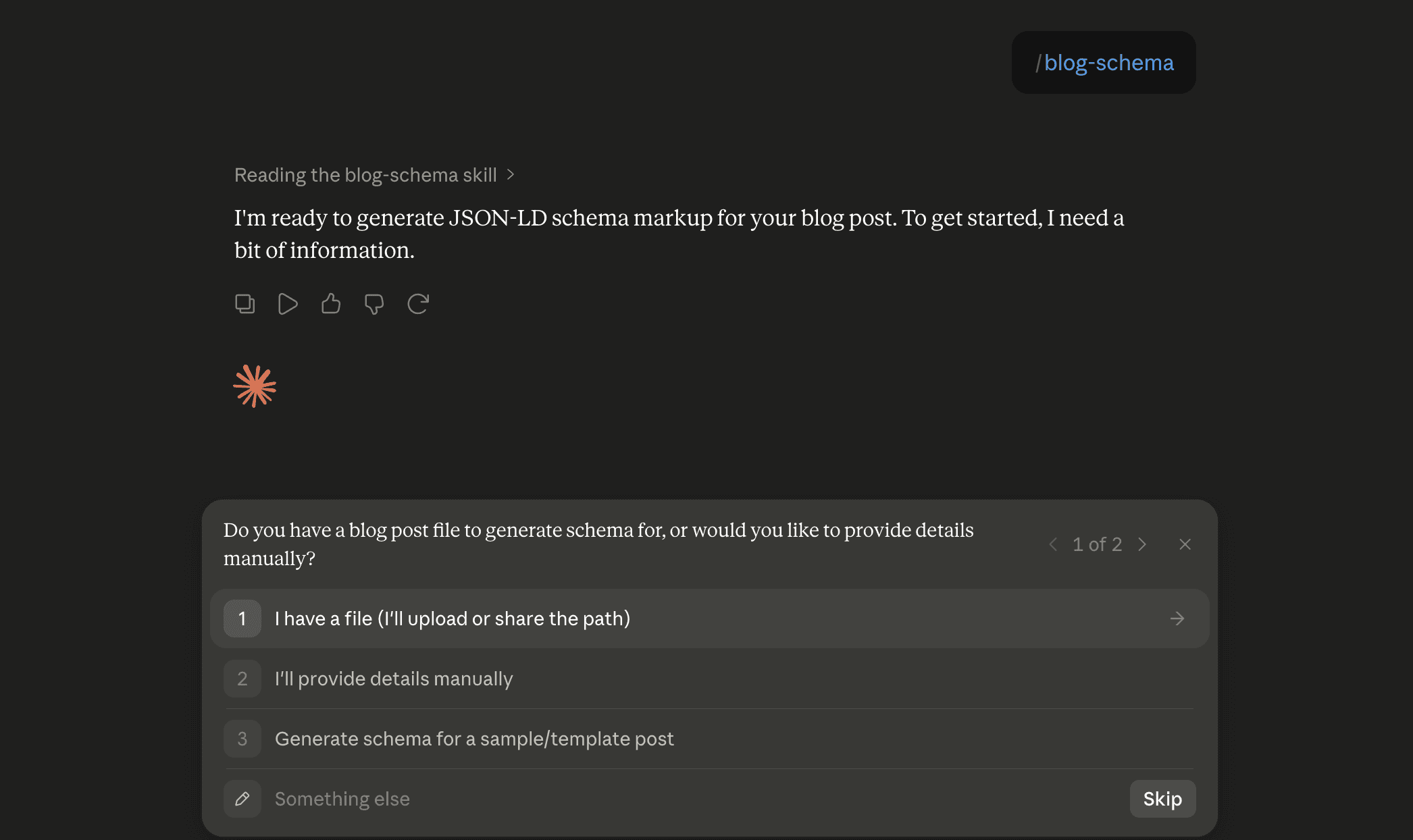 Step 6: Run the blog-schema skill in Claude