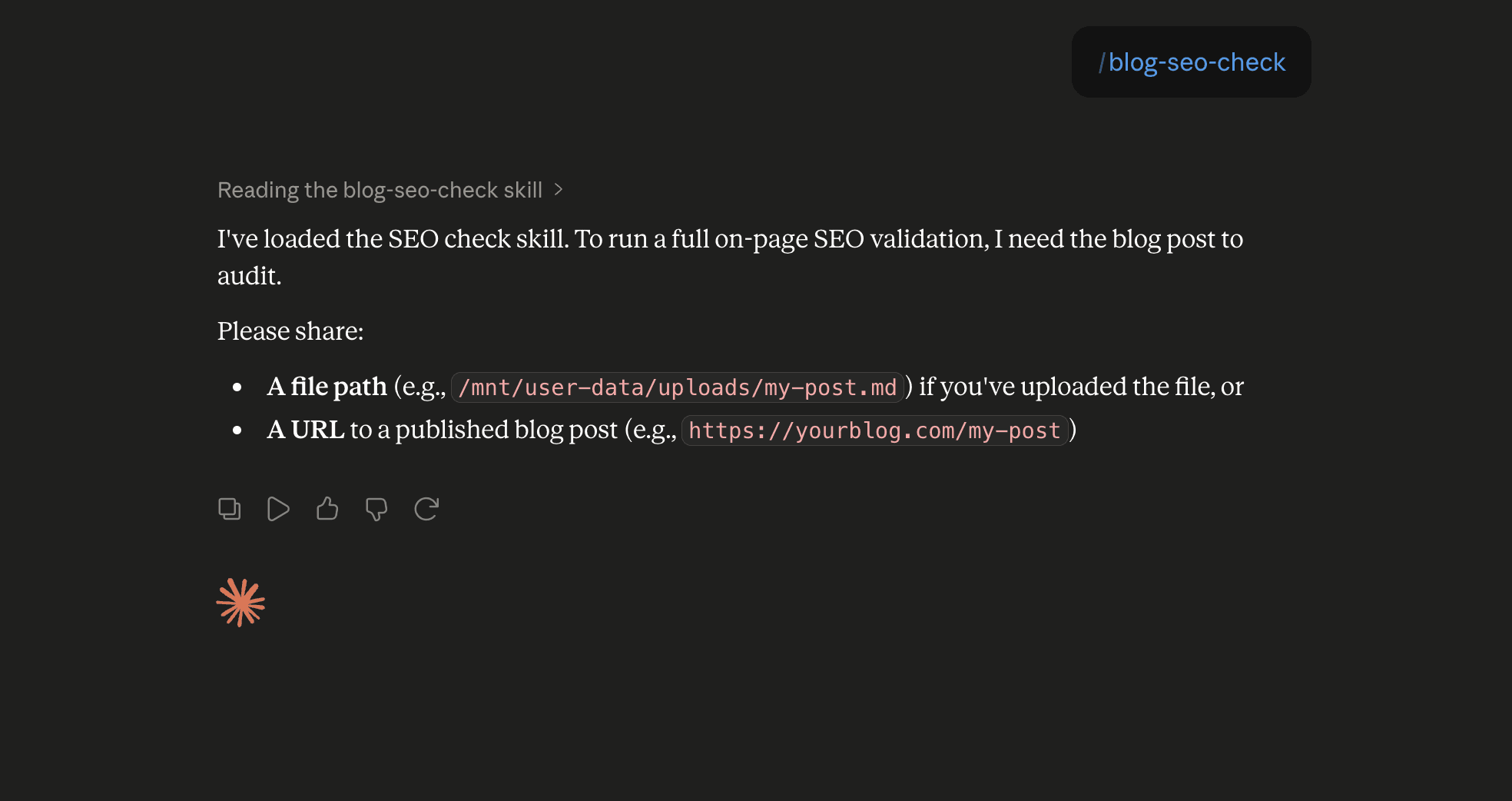 Step 6: Run the blog-seo-check skill in Claude