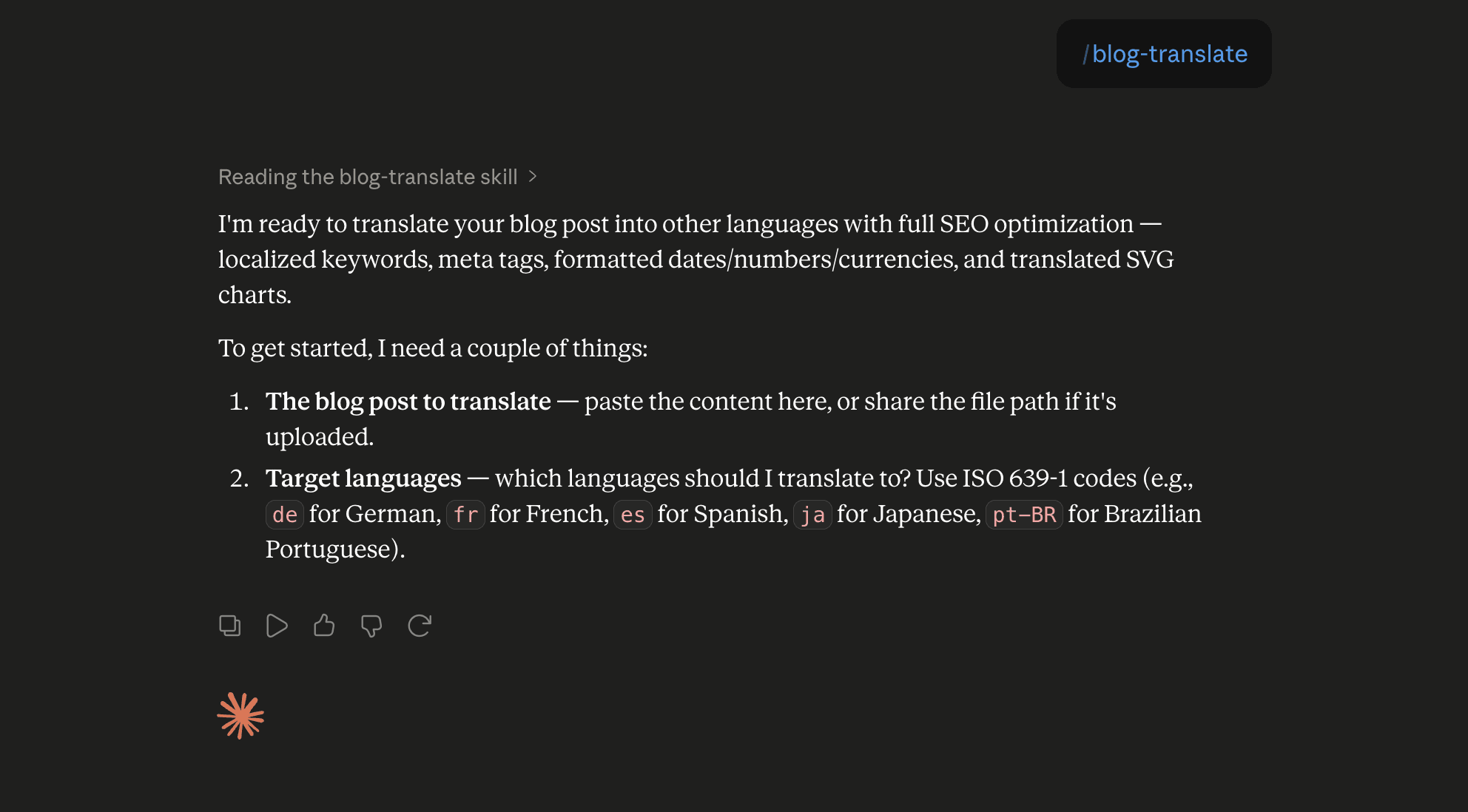 Step 6: Run the blog-translate skill in Claude