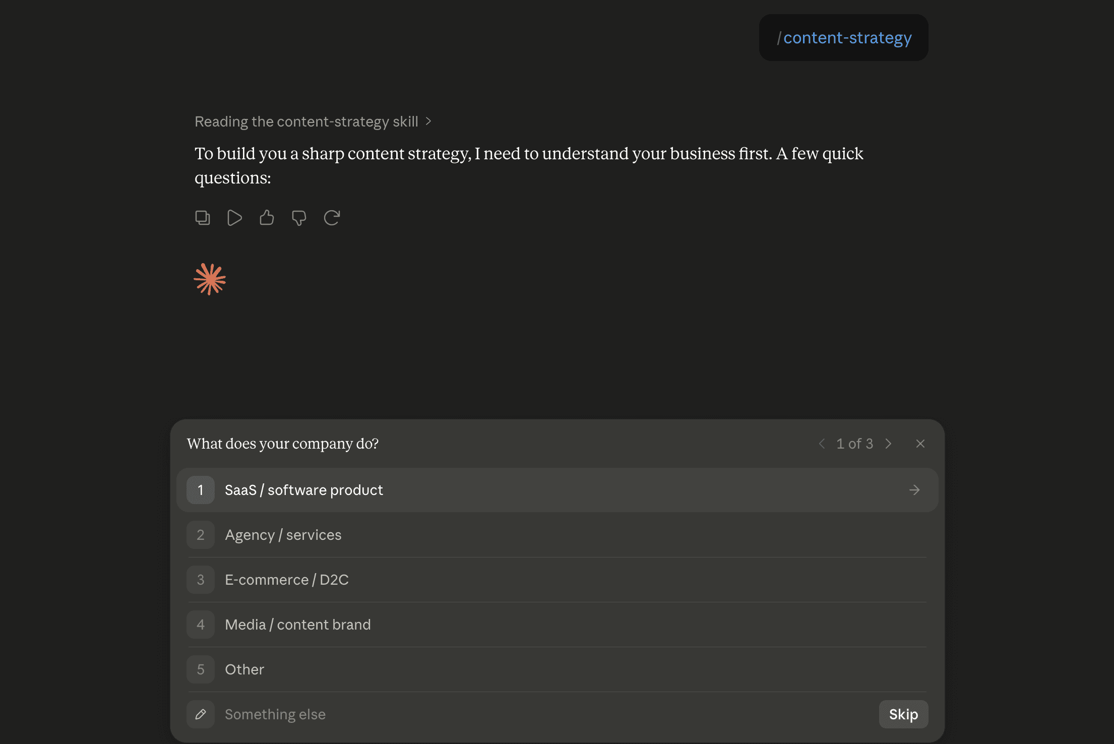 Step 6: Run the content-strategy skill in Claude