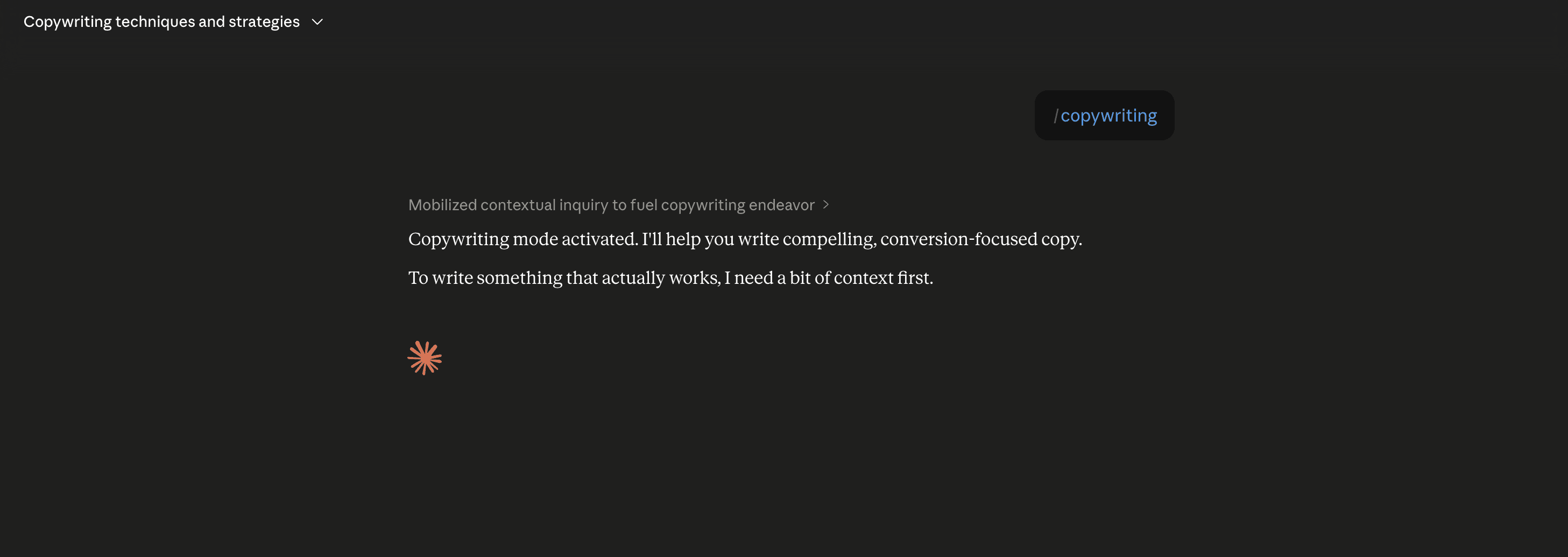 Step 6: Run the copywriting skill in Claude