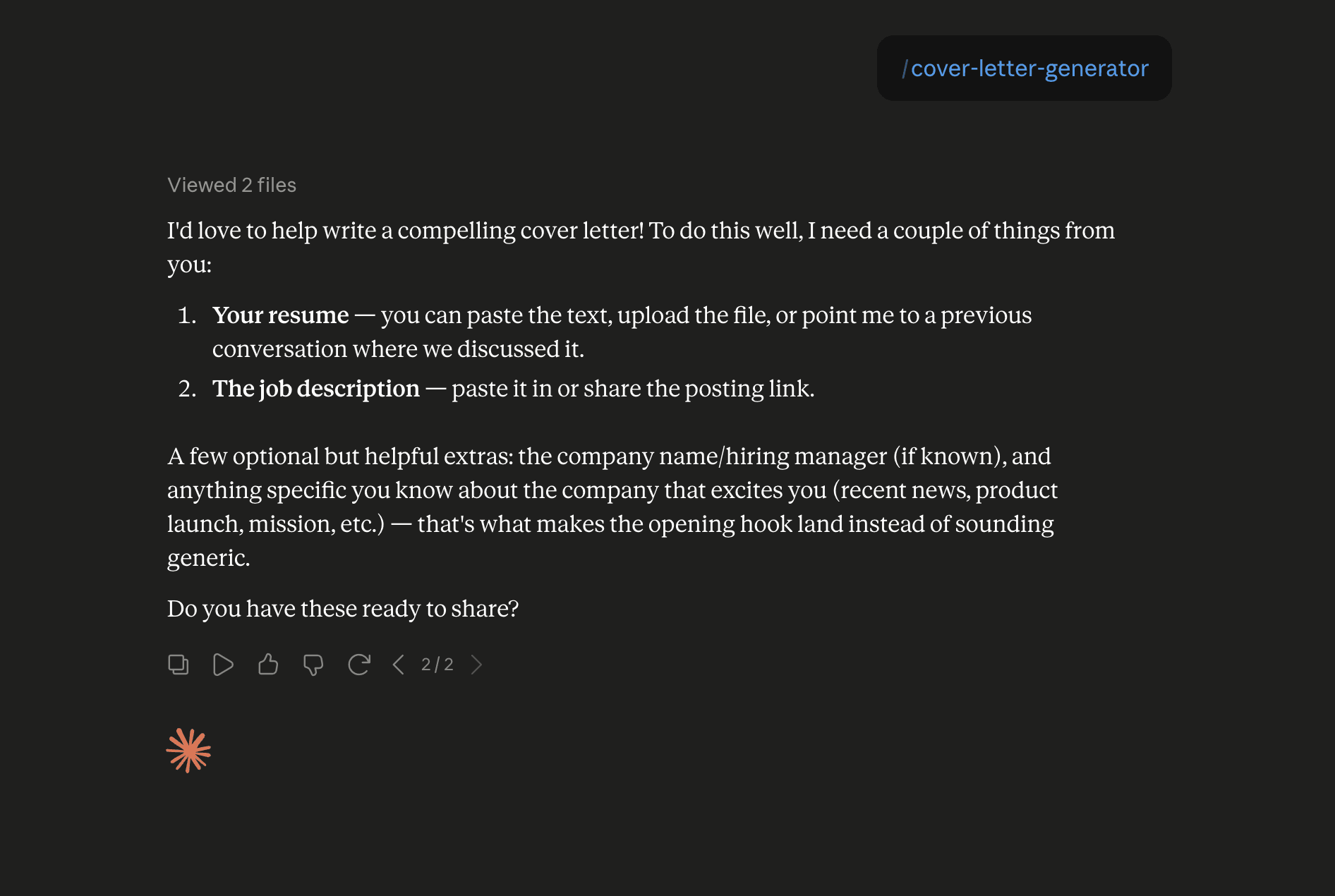 Step 6: Run the cover-letter-generator skill in Claude