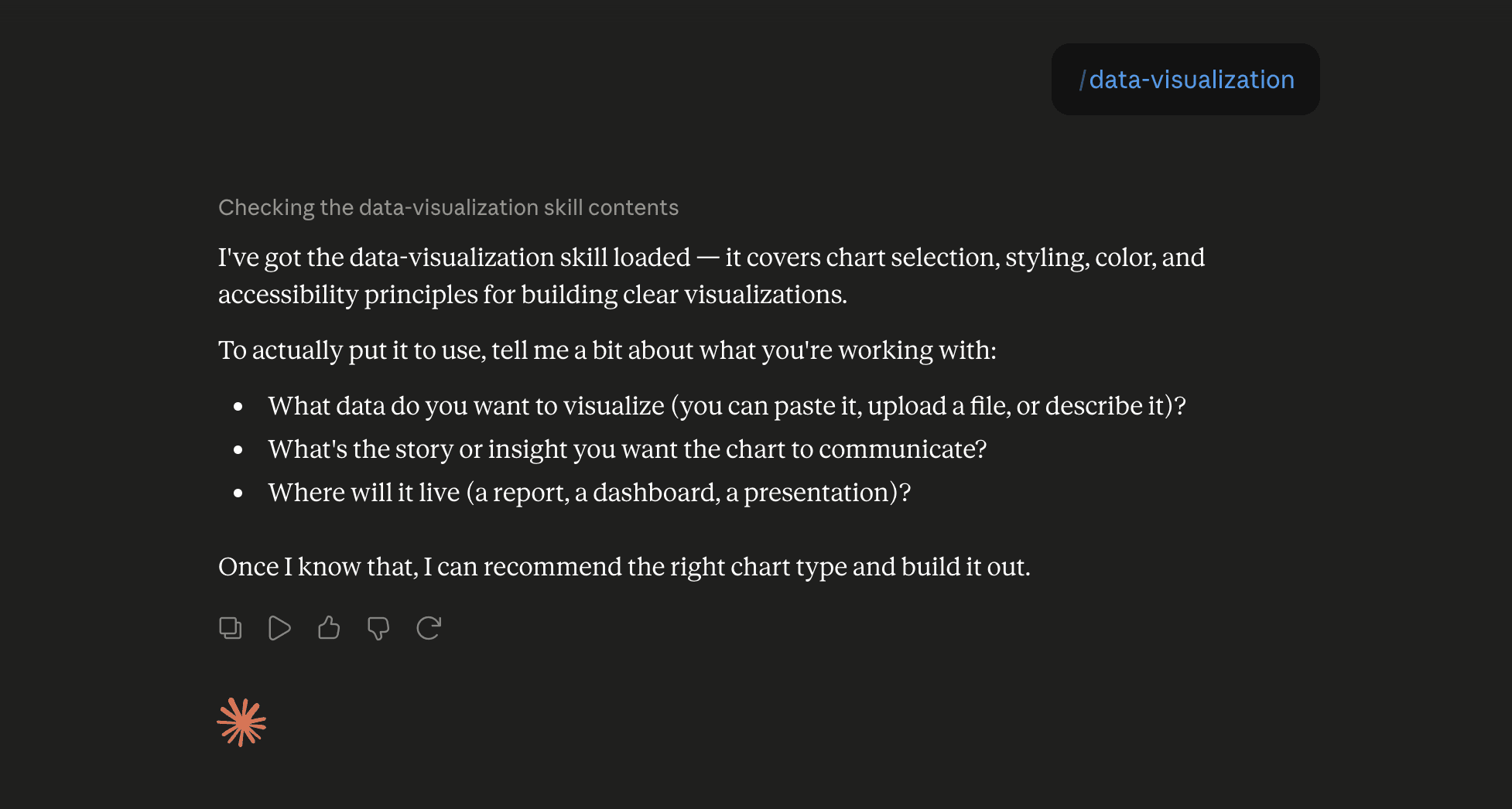 Step 6: Run the data-visualization skill in Claude