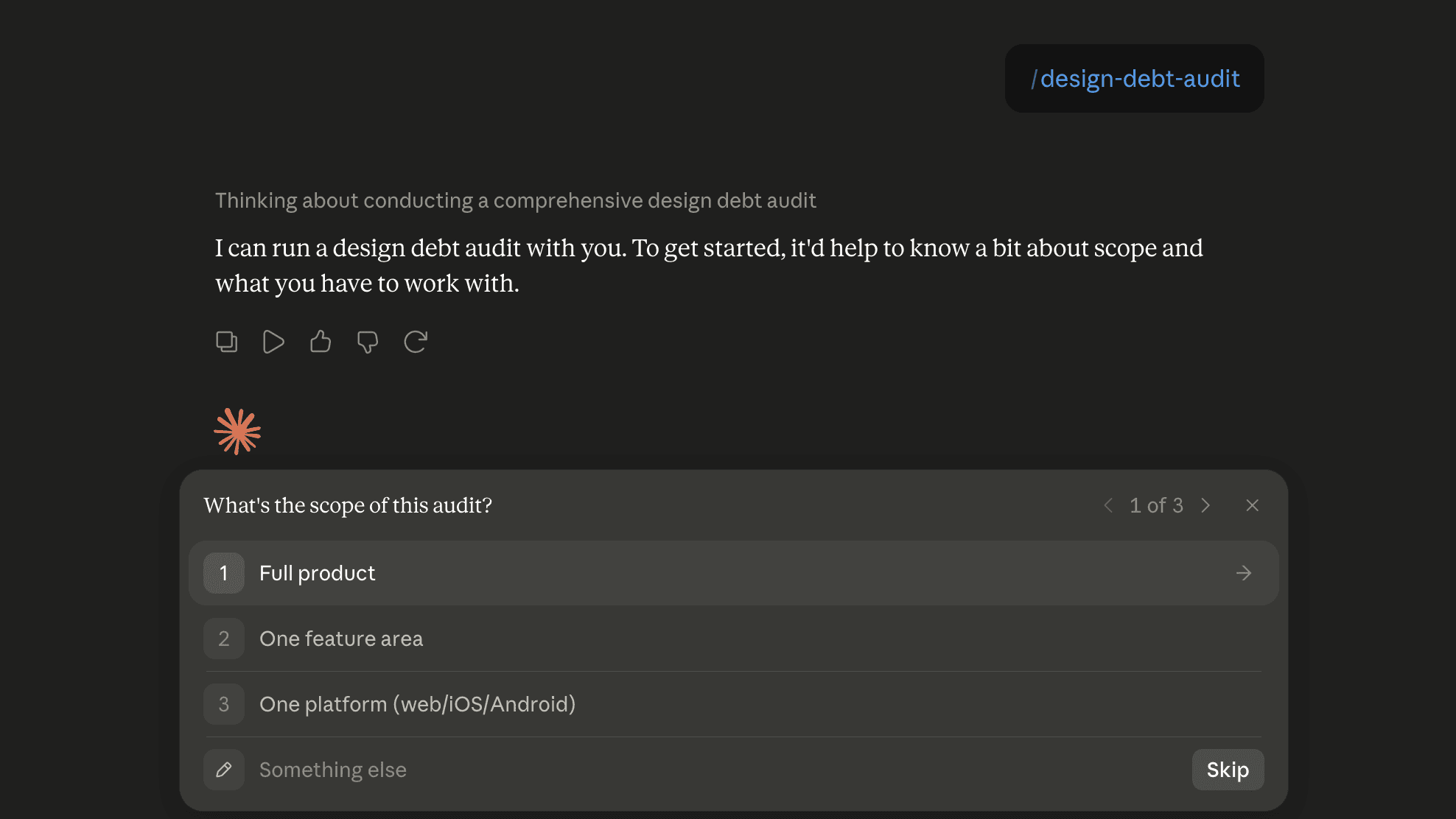 Step 6: Run the design-debt-audit skill in Claude