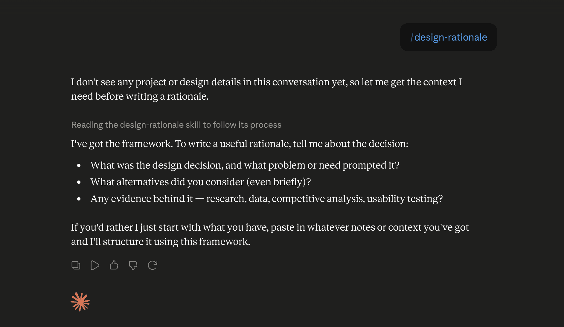 Step 6: Run the design-rationale skill in Claude