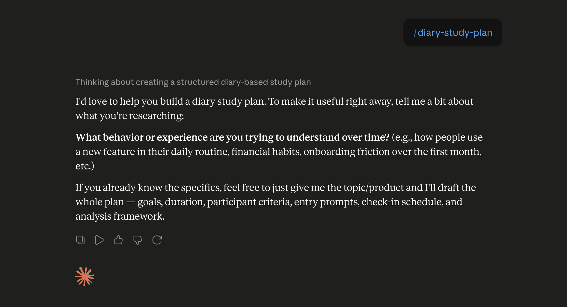 Step 6: Run the diary-study-plan skill in Claude
