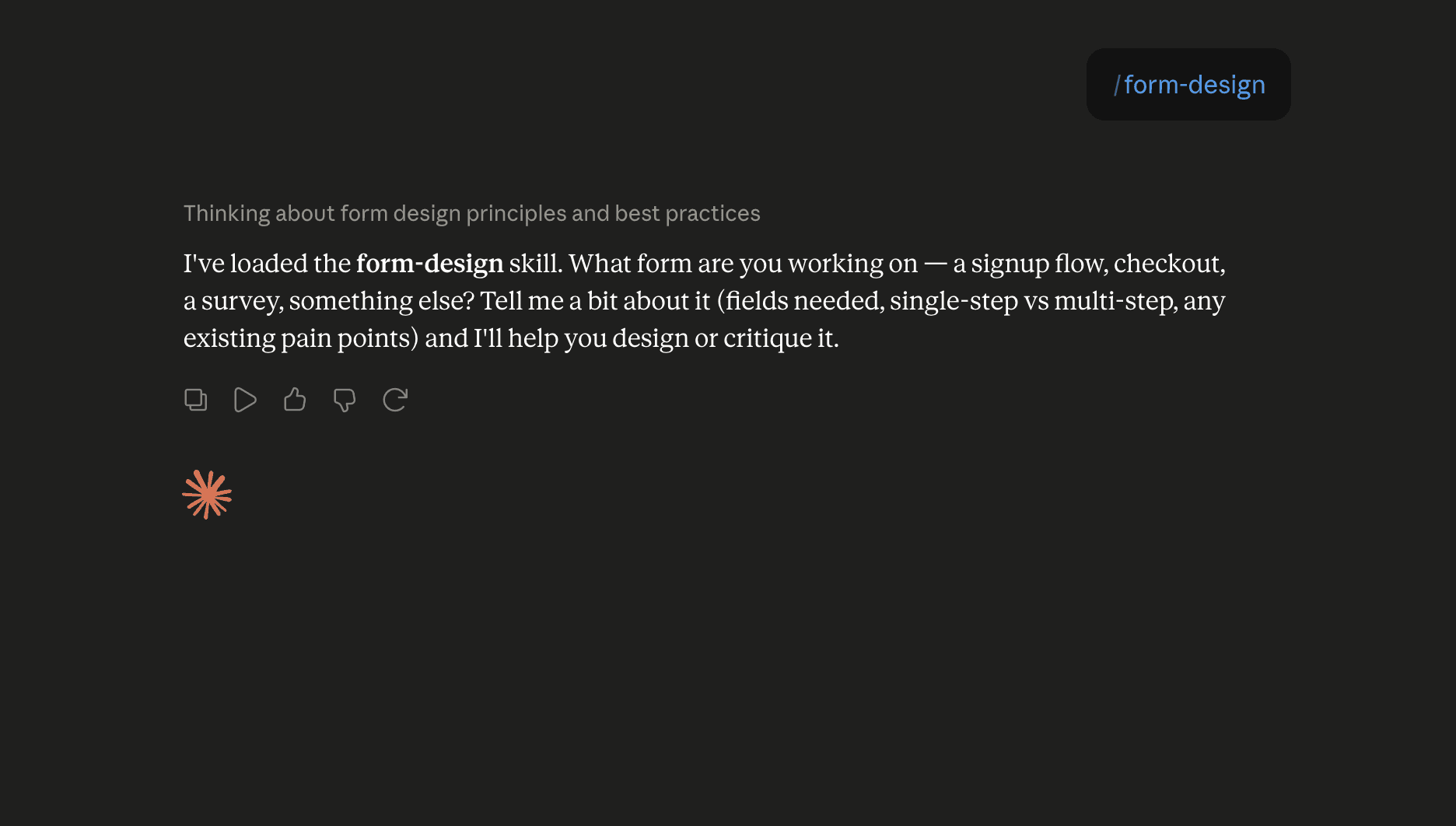 Step 6: Run the form-design skill in Claude