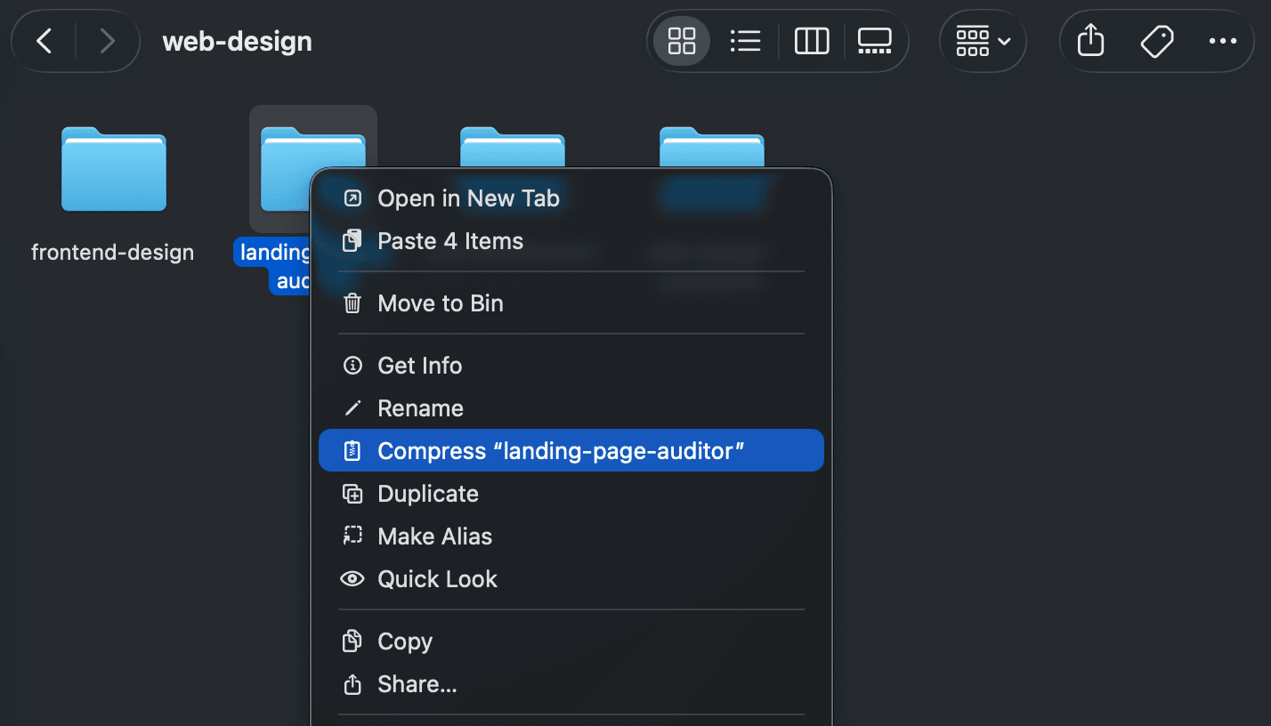 Step 3: Navigate to skill folder and compress it