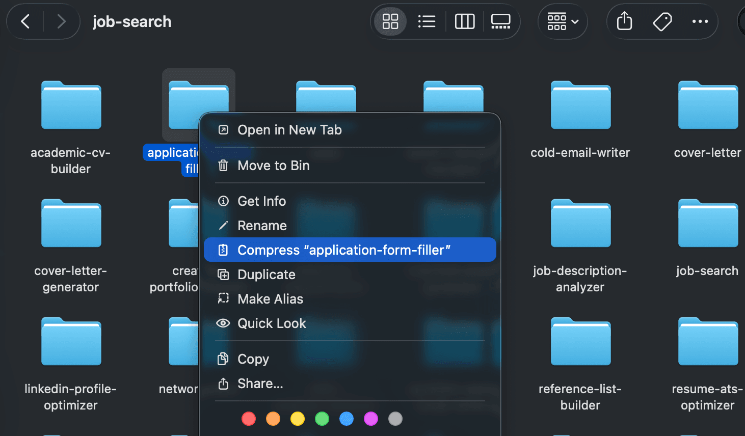 Step 3: Navigate to skill folder and compress it