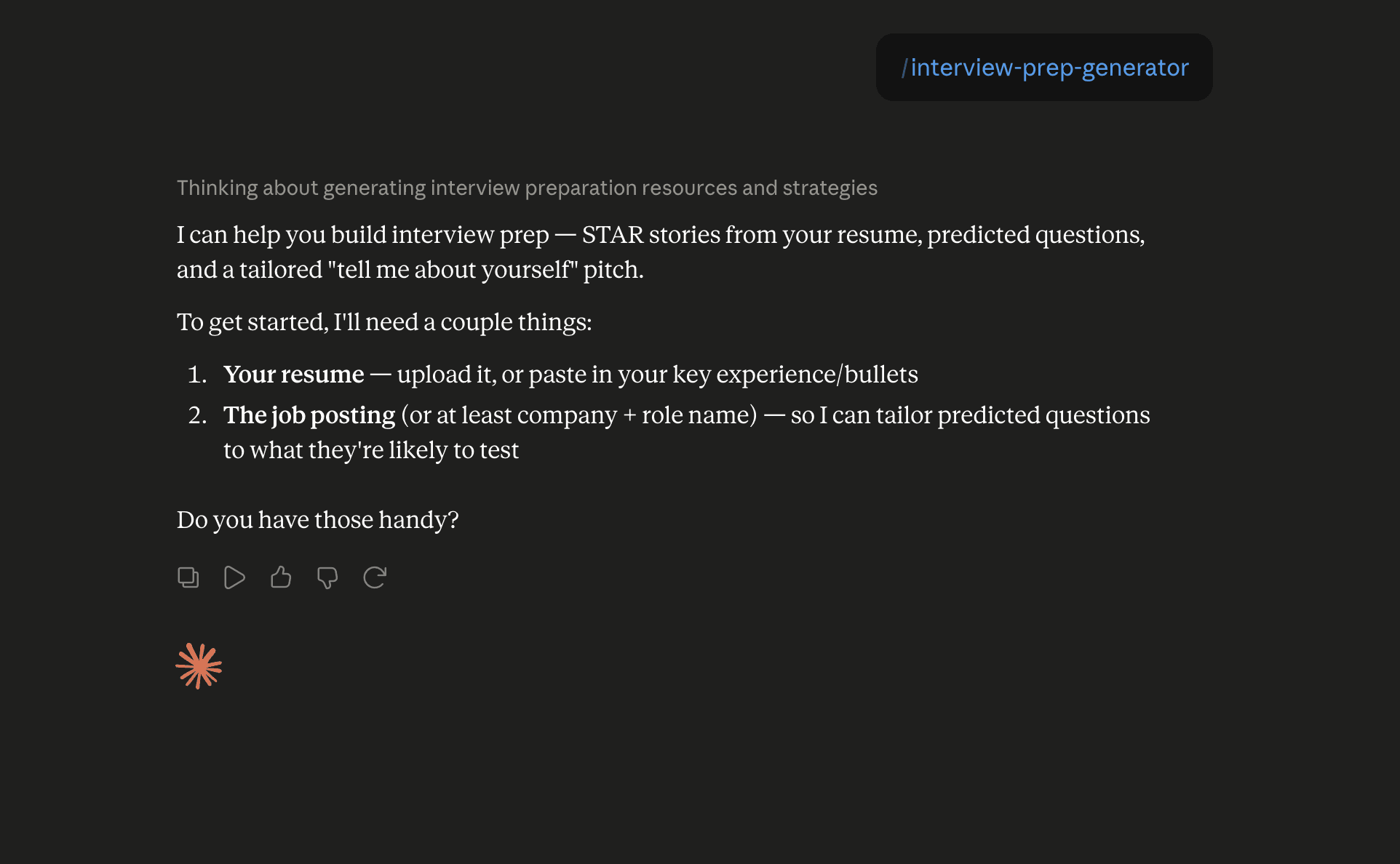 Step 6: Run the interview-prep-generator skill in Claude