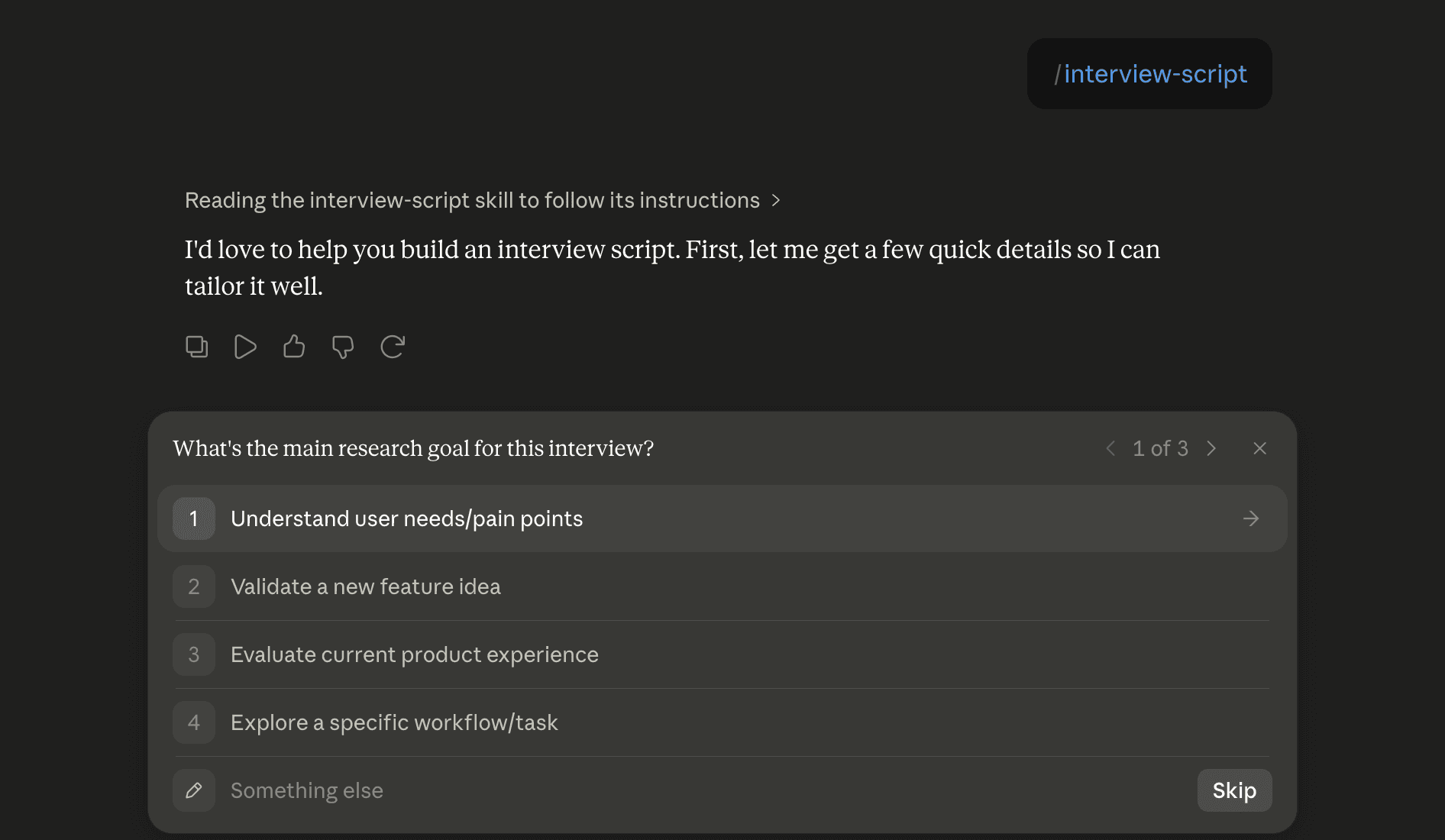Step 6: Run the interview-script skill in Claude