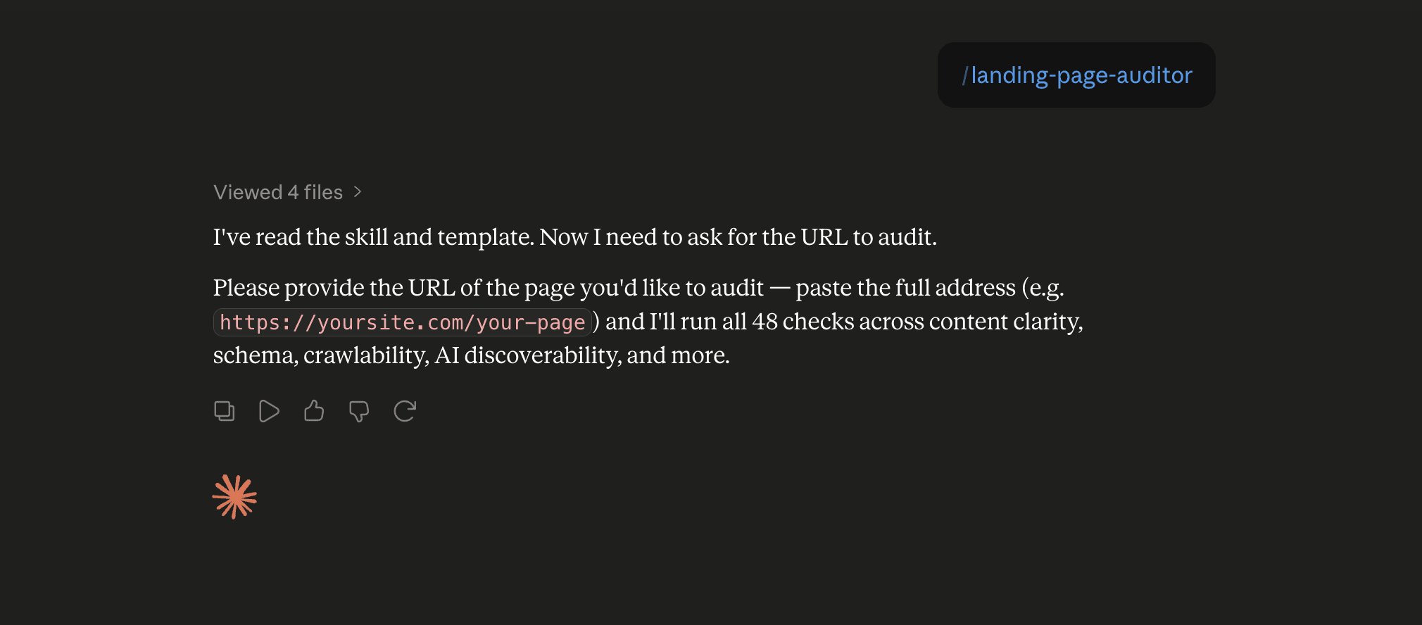 Step 6: Run the landing-page-auditor skill in Claude