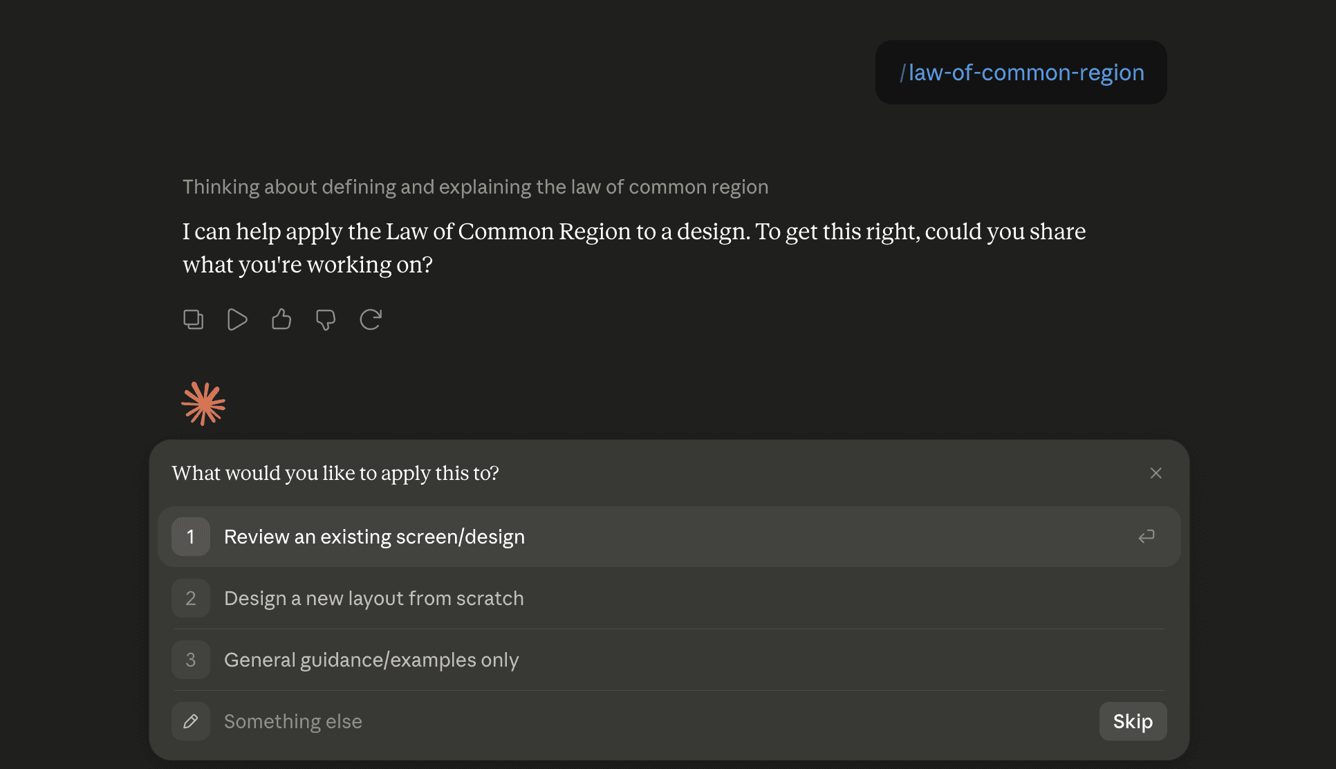 Step 6: Run the law-of-common-region skill in Claude