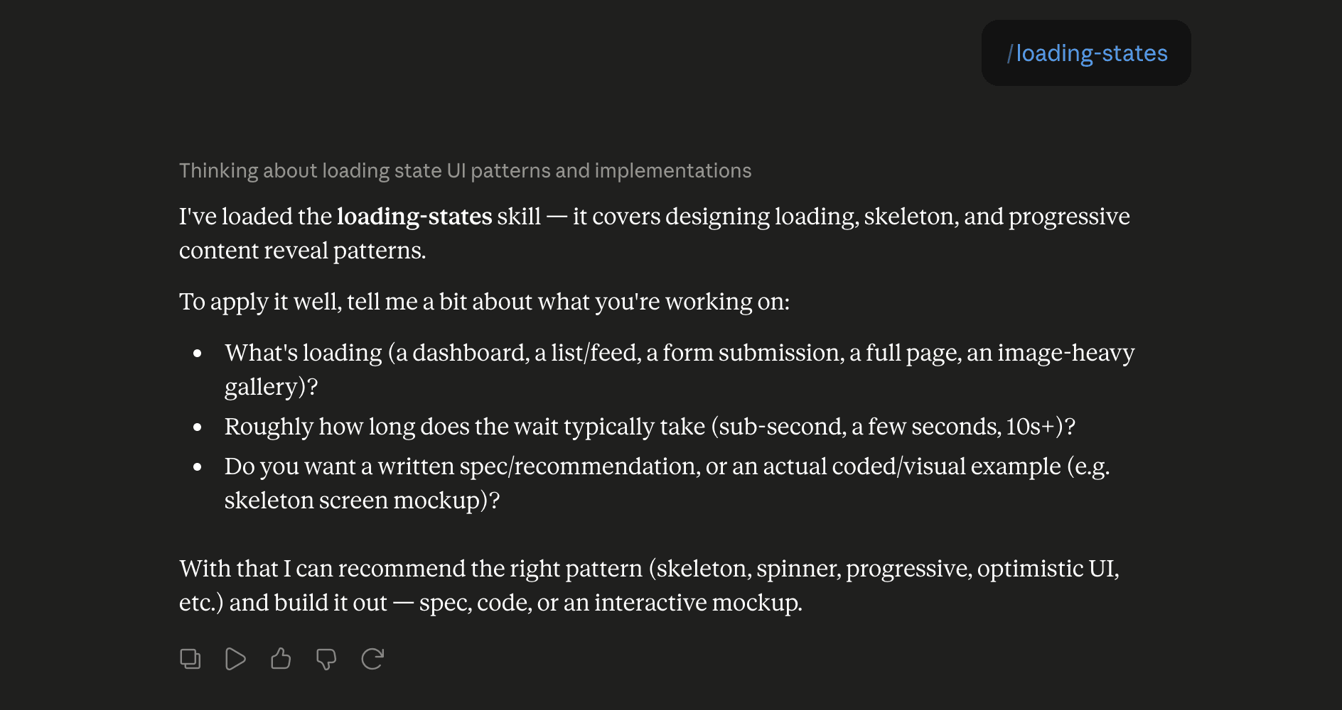 Step 6: Run the loading-states skill in Claude