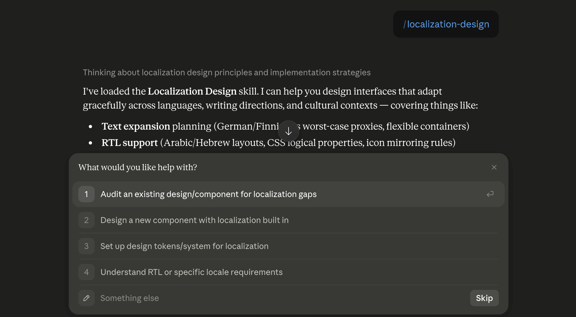 Step 6: Run the localization-design skill in Claude