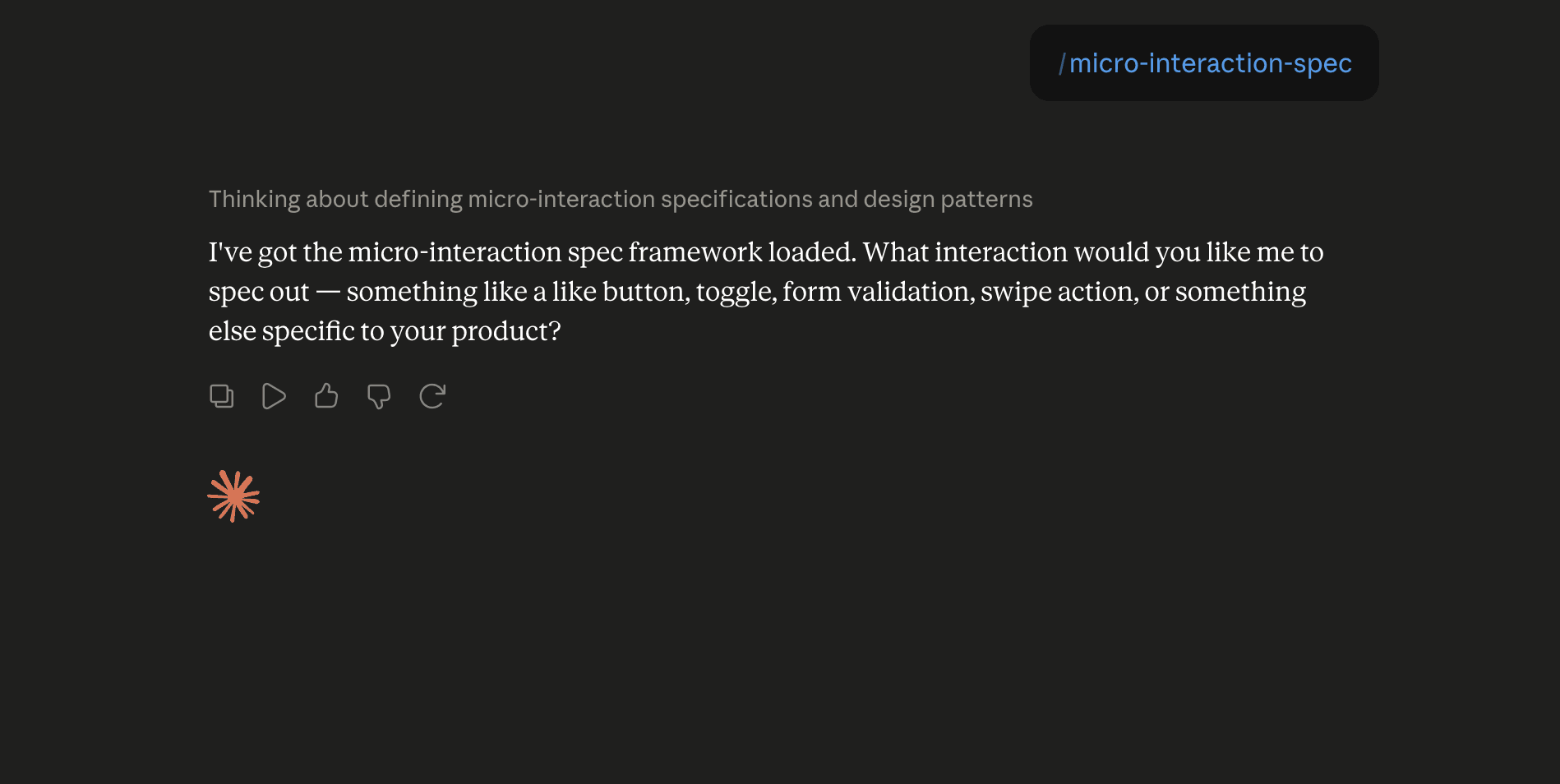 Step 6: Run the micro-interaction-spec skill in Claude
