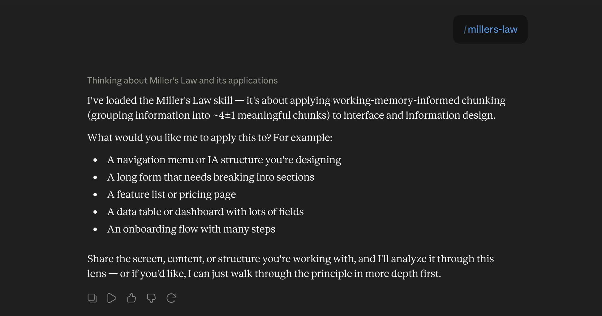 Step 6: Run the millers-law skill in Claude
