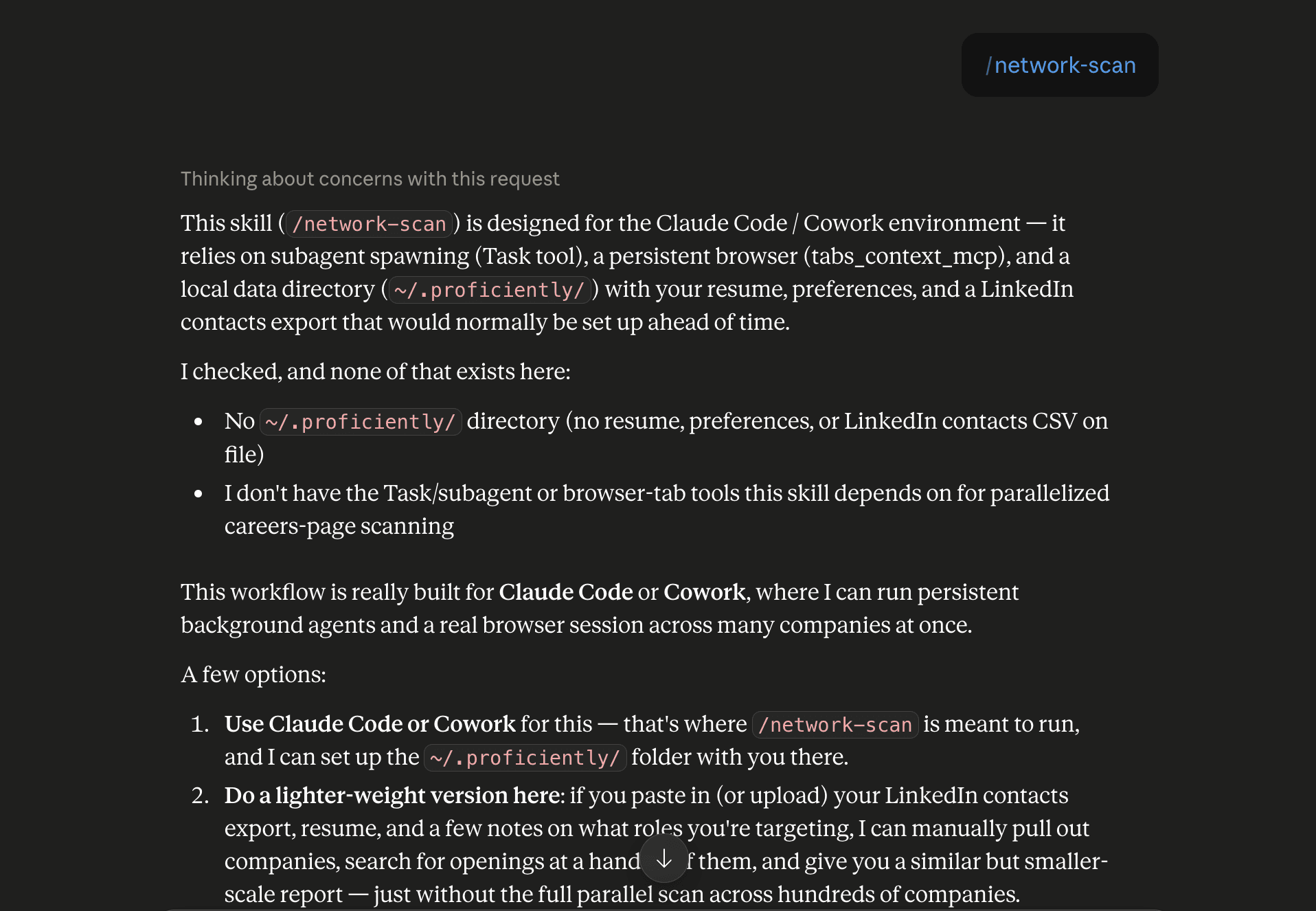 Step 6: Run the network-scan skill in Claude