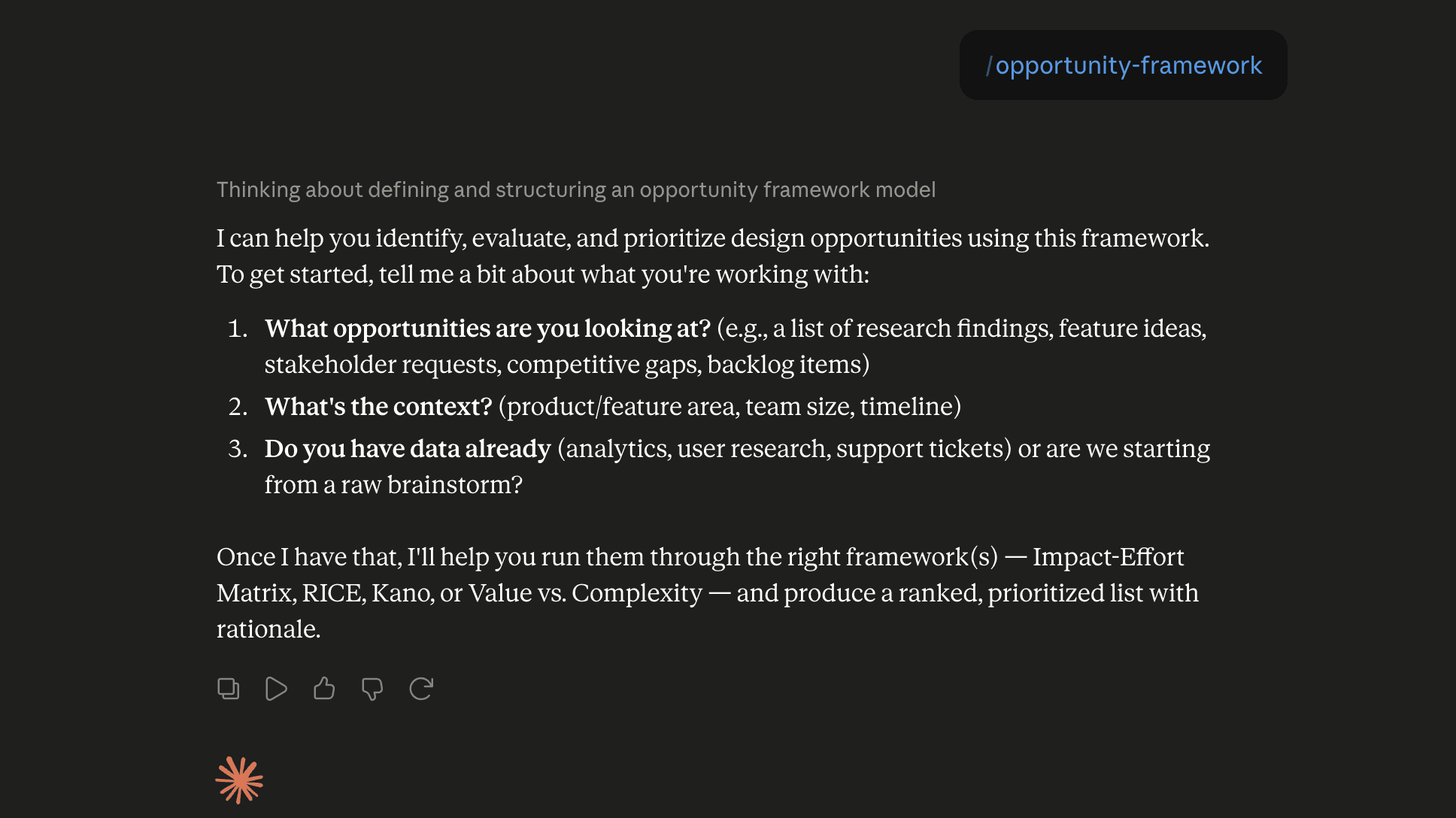 Step 6: Run the opportunity-framework skill in Claude